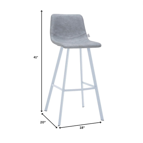 Elland 41" Leather Counter Height Barstool with Stainless Steel Legs and Footrest Set of 2