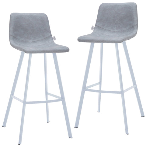 Elland 41" Leather Counter Height Barstool with Stainless Steel Legs and Footrest Set of 2