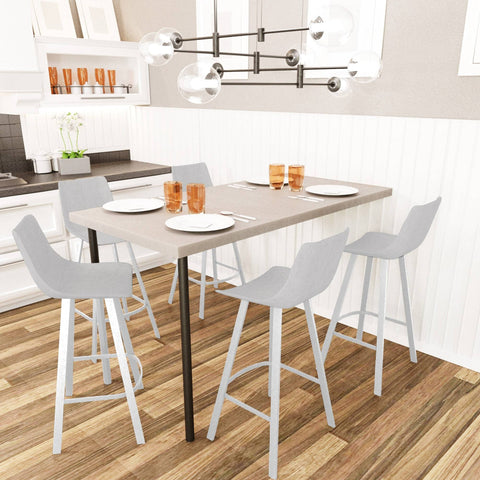 Elland 41" Leather Counter Height Barstool with Stainless Steel Legs and Footrest Set of 2