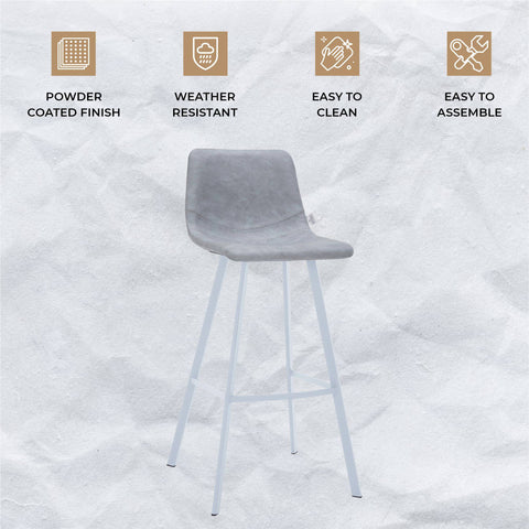 Elland 41" Leather Counter Height Barstool with Stainless Steel Legs and Footrest Set of 2