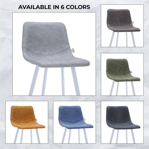 Elland 41" Leather Counter Height Barstool with Stainless Steel Legs and Footrest Set of 2