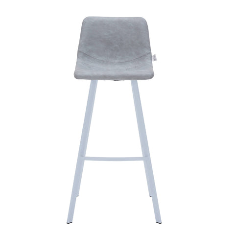 Elland 41" Leather Counter Height Barstool with Stainless Steel Legs and Footrest Set of 2