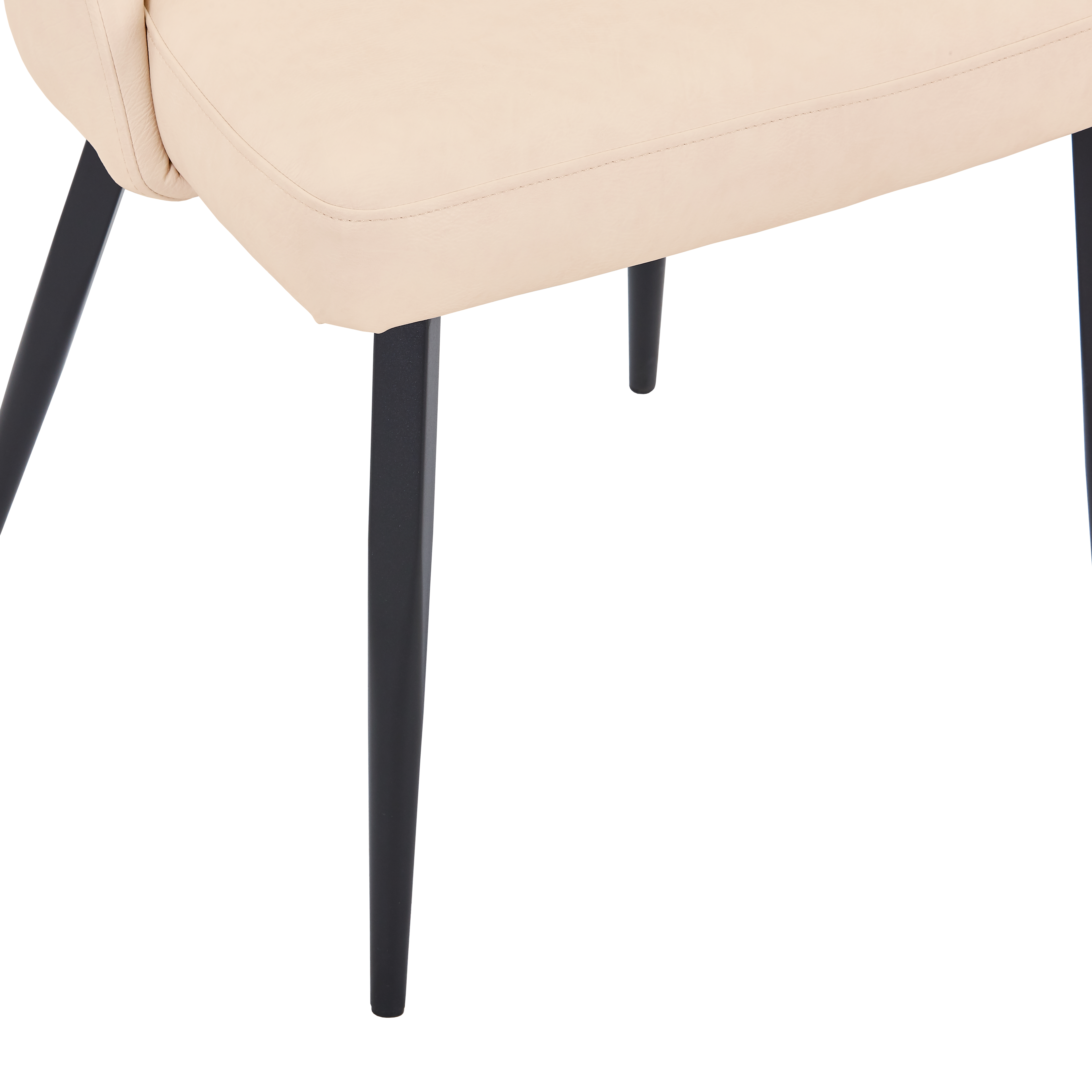 Fest Leather Dining Chairs Curved Open-Back Design with Black Steel Legs