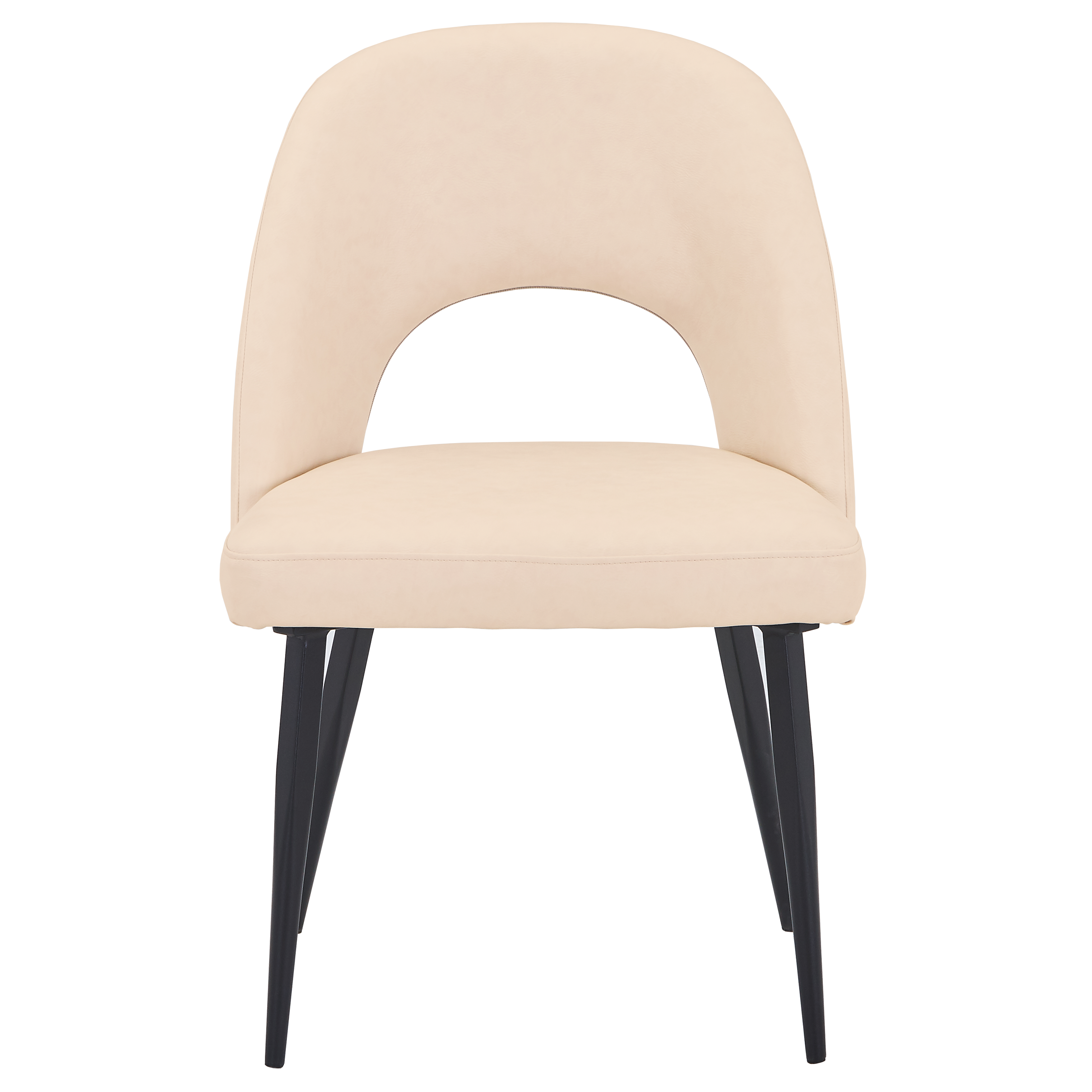 Fest Leather Dining Chairs Curved Open-Back Design with Black Steel Legs