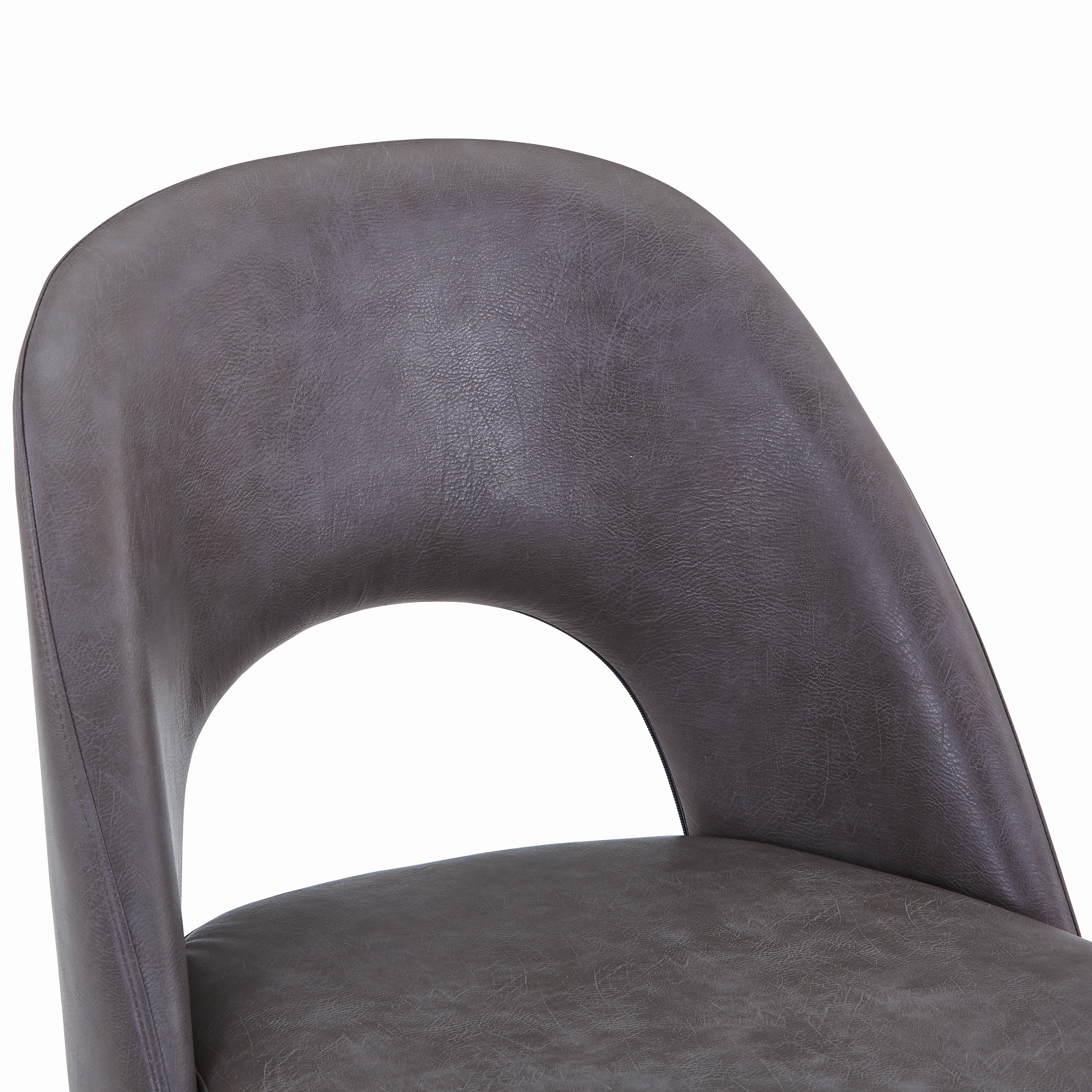 Fest Leather Dining Chairs Curved Open-Back Design with Black Steel Legs