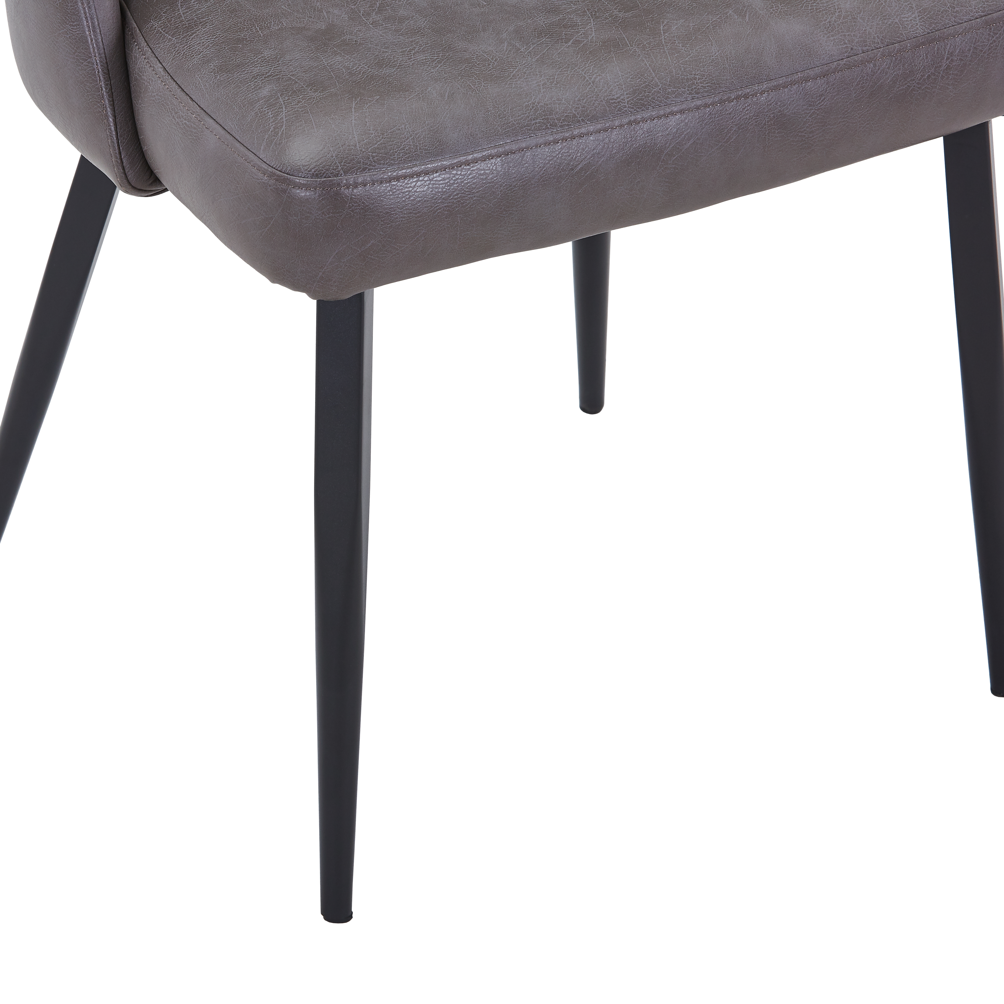 Fest Leather Dining Chairs Curved Open-Back Design with Black Steel Legs