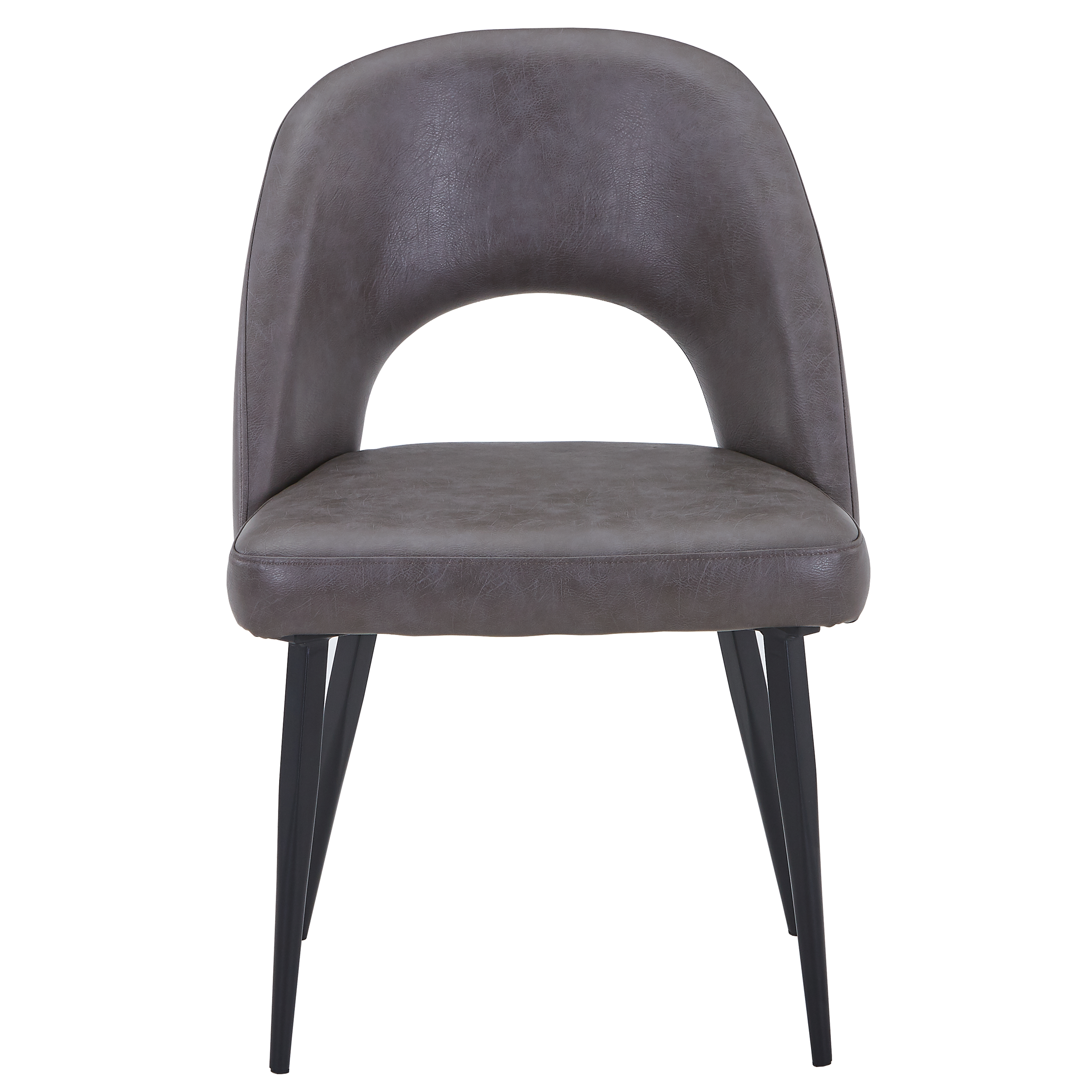 Fest Leather Dining Chairs Curved Open-Back Design with Black Steel Legs