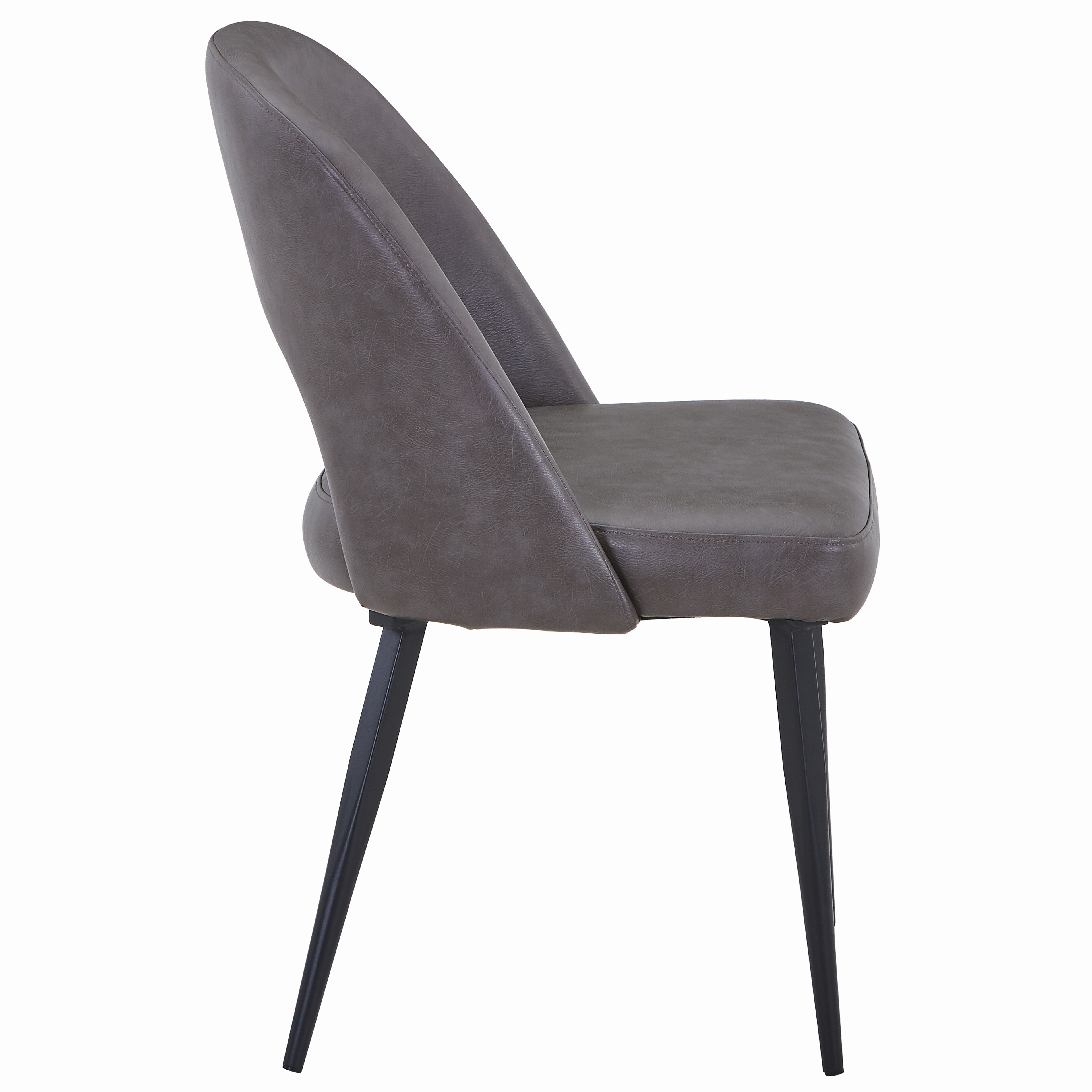 Fest Leather Dining Chairs Curved Open-Back Design with Black Steel Legs