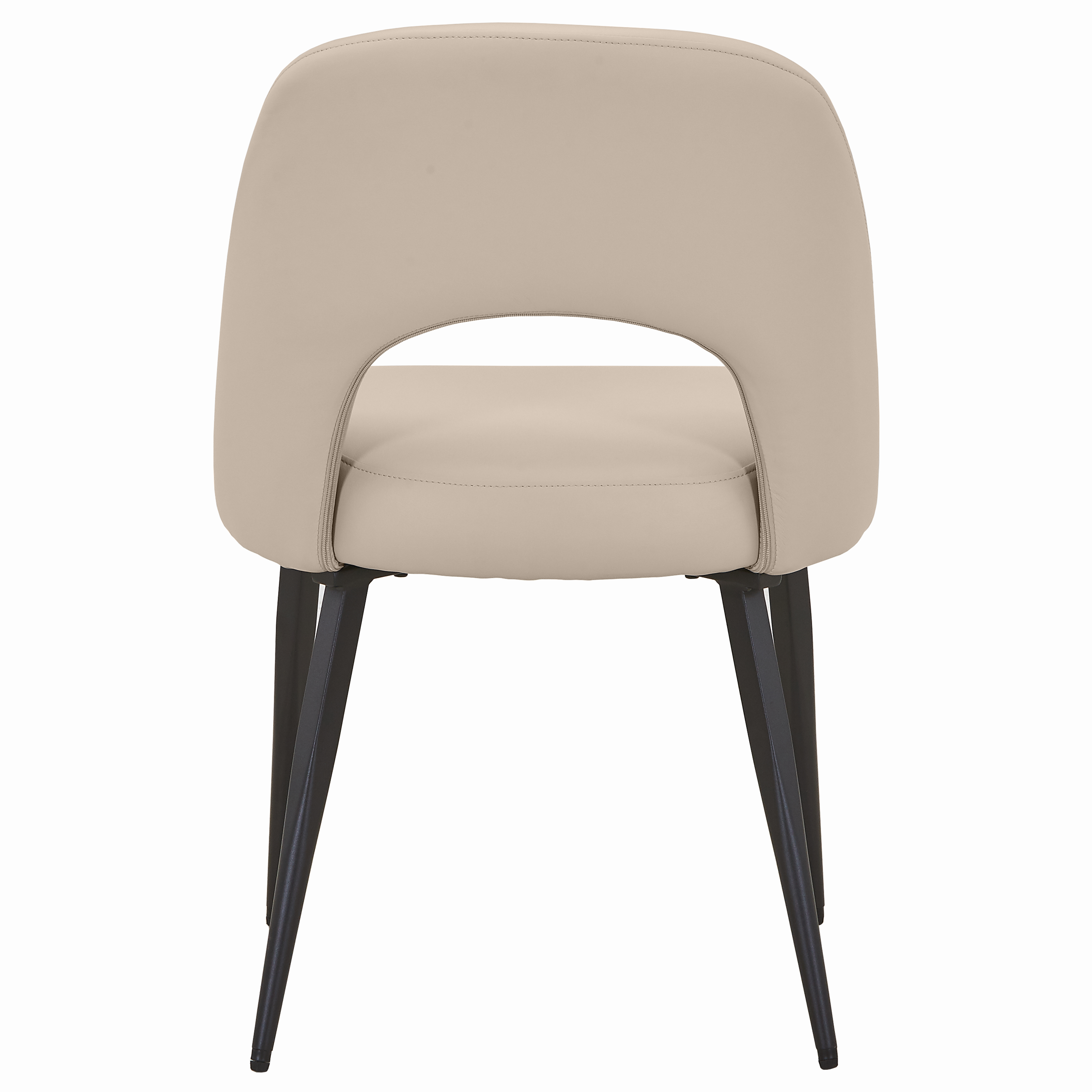 Fest Leather Dining Chairs Curved Open-Back Design with Black Steel Legs
