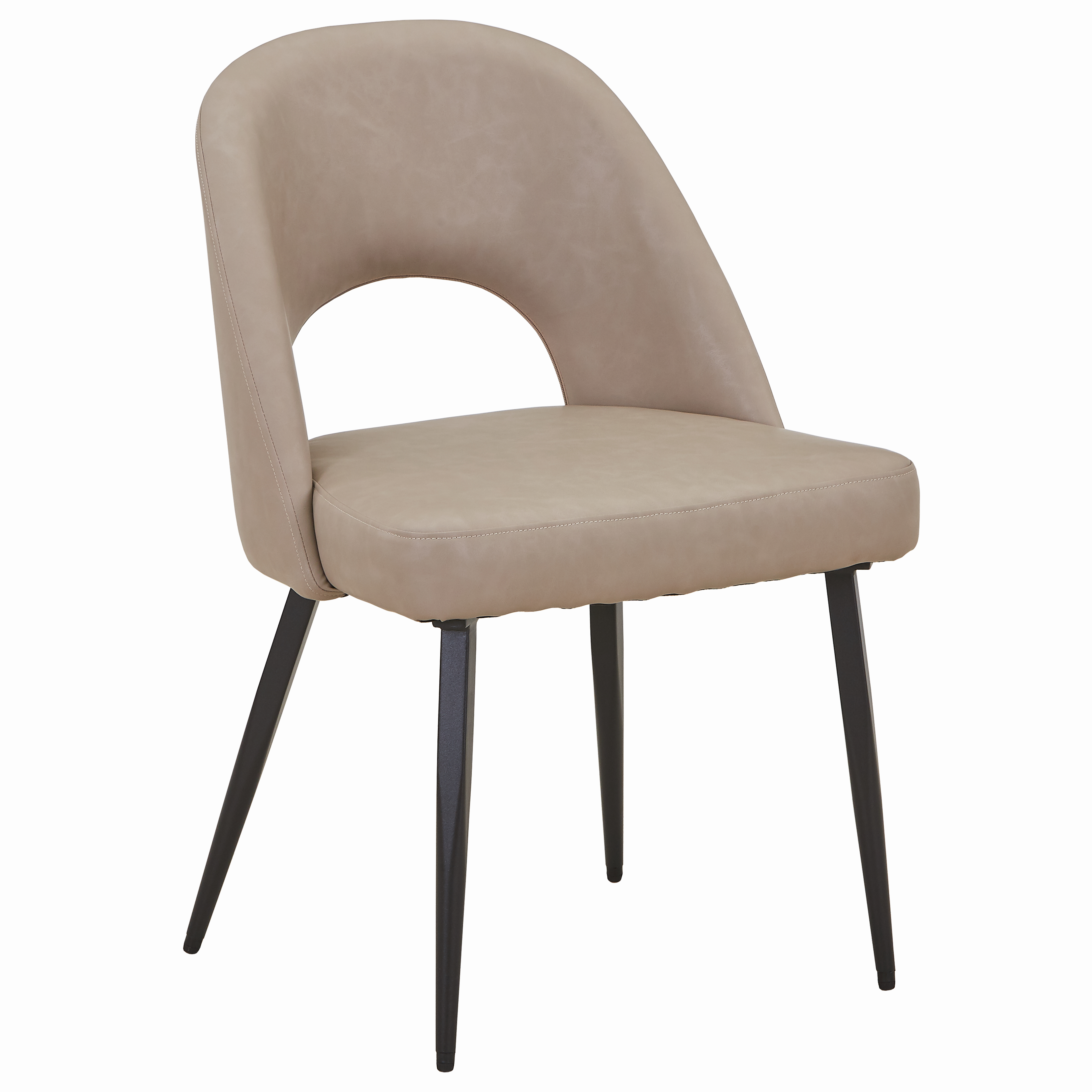 Fest Leather Dining Chairs Curved Open-Back Design with Black Steel Legs