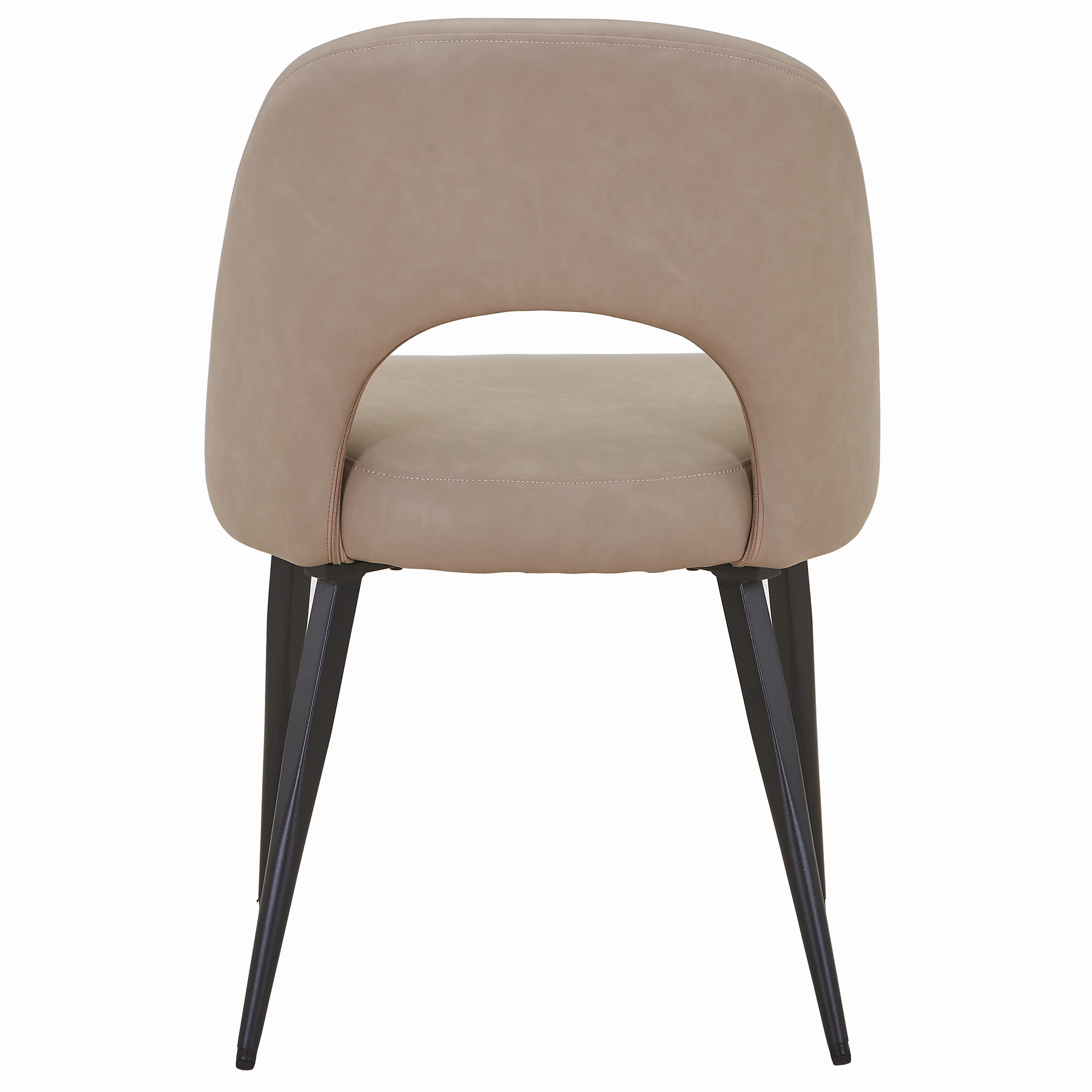 Fest Leather Dining Chairs Curved Open-Back Design with Black Steel Legs
