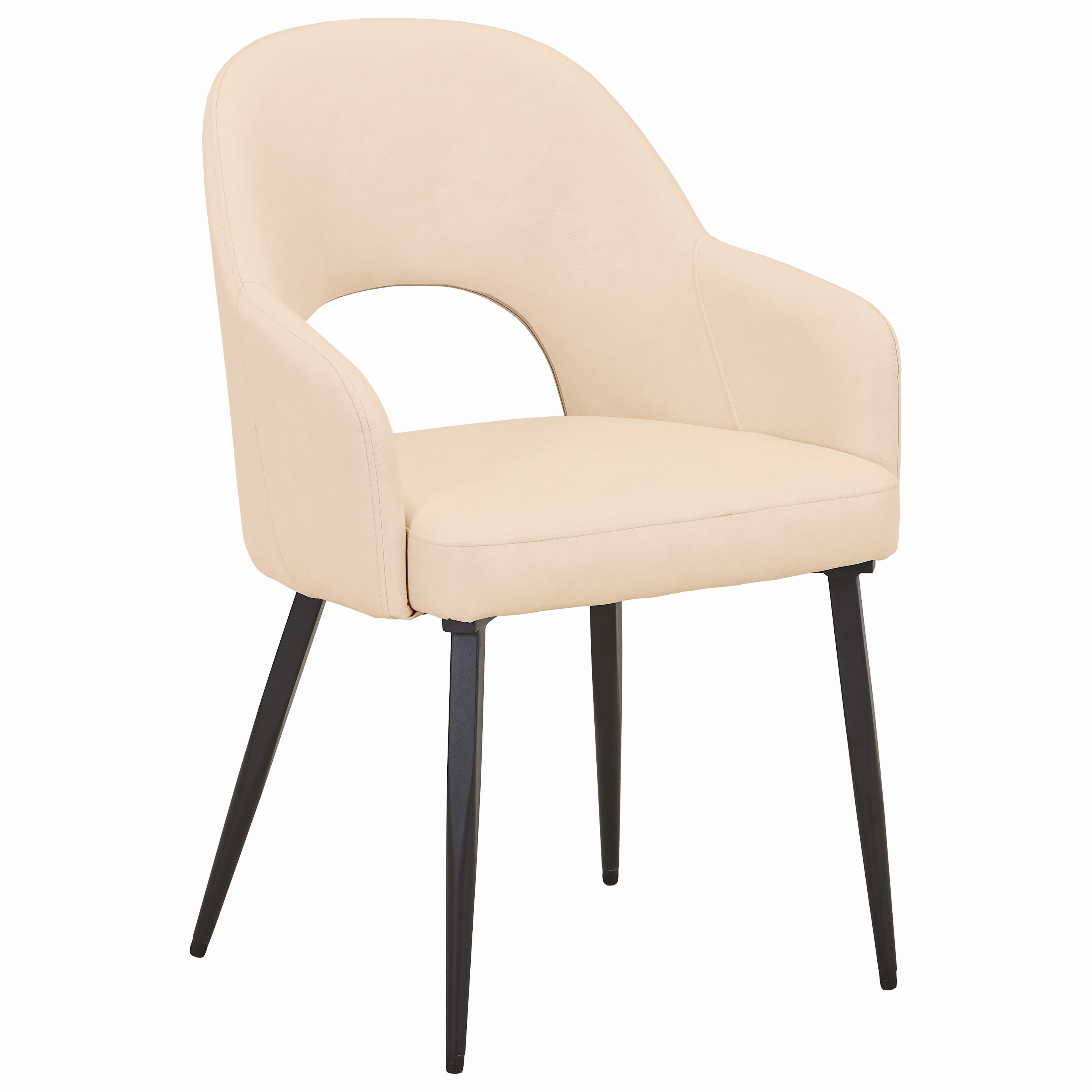 Fest Leather Dining Chairs Curved Open-Back Design with Black Steel Legs