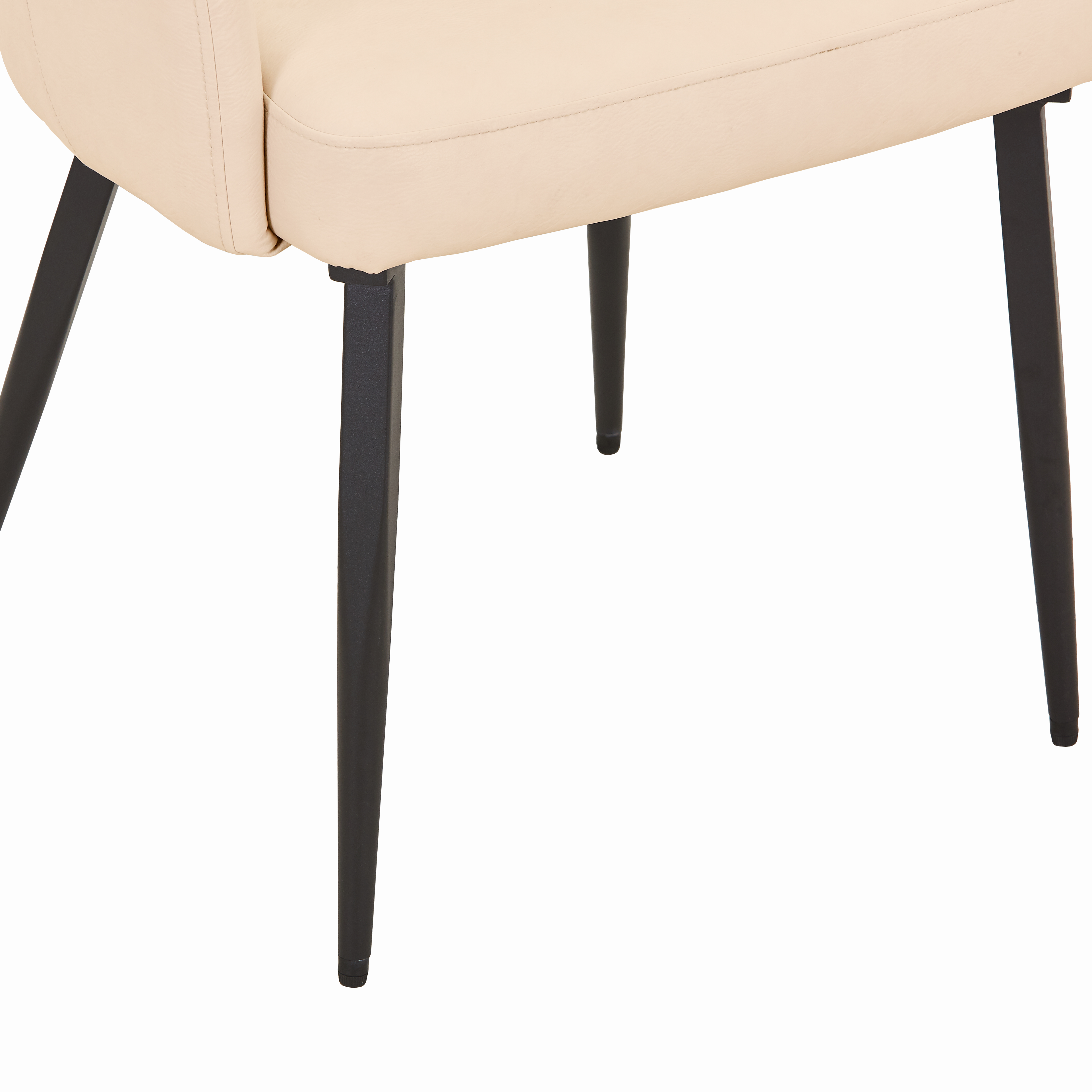 Fest Leather Dining Chairs Curved Open-Back Design with Black Steel Legs