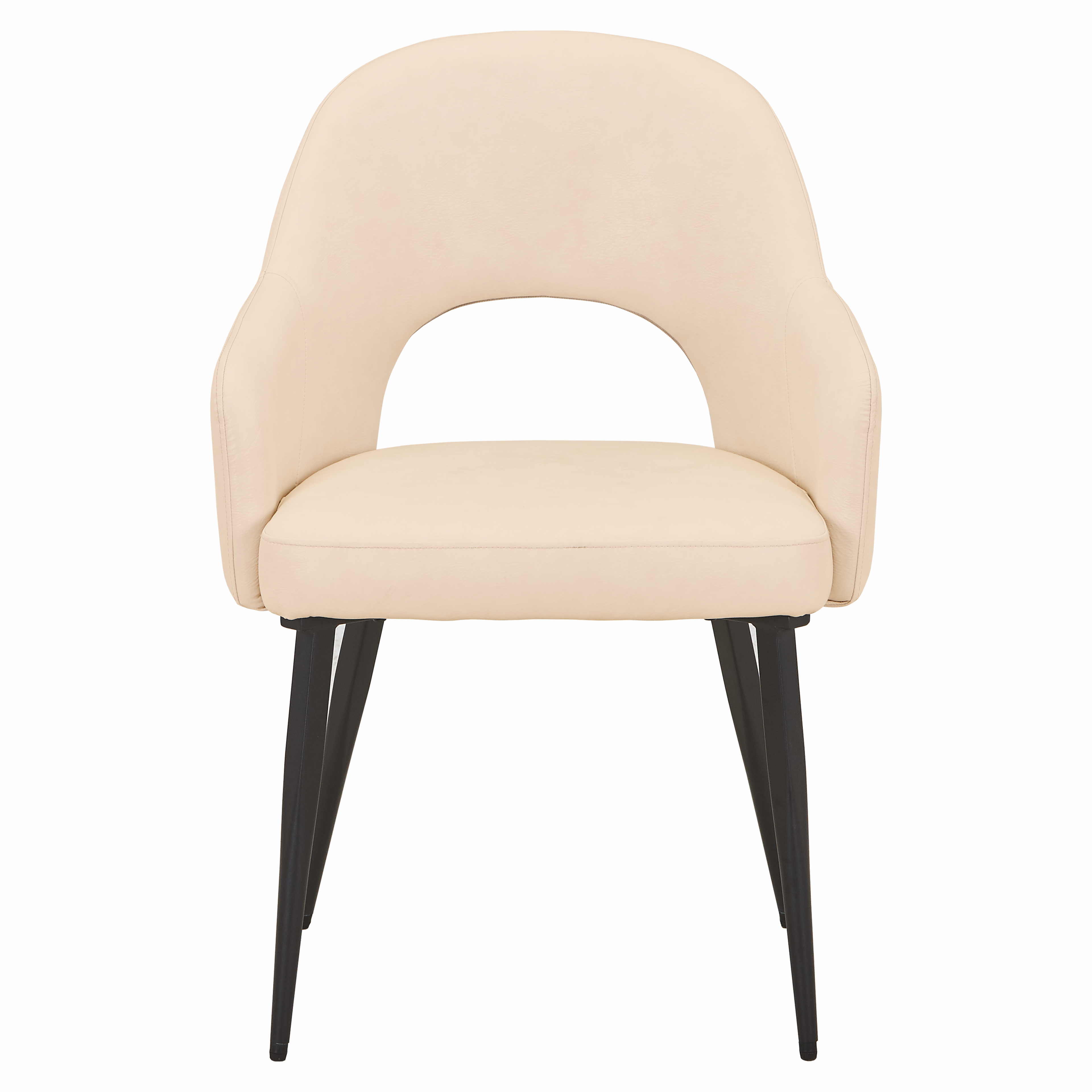 Fest Leather Dining Chairs Curved Open-Back Design with Black Steel Legs