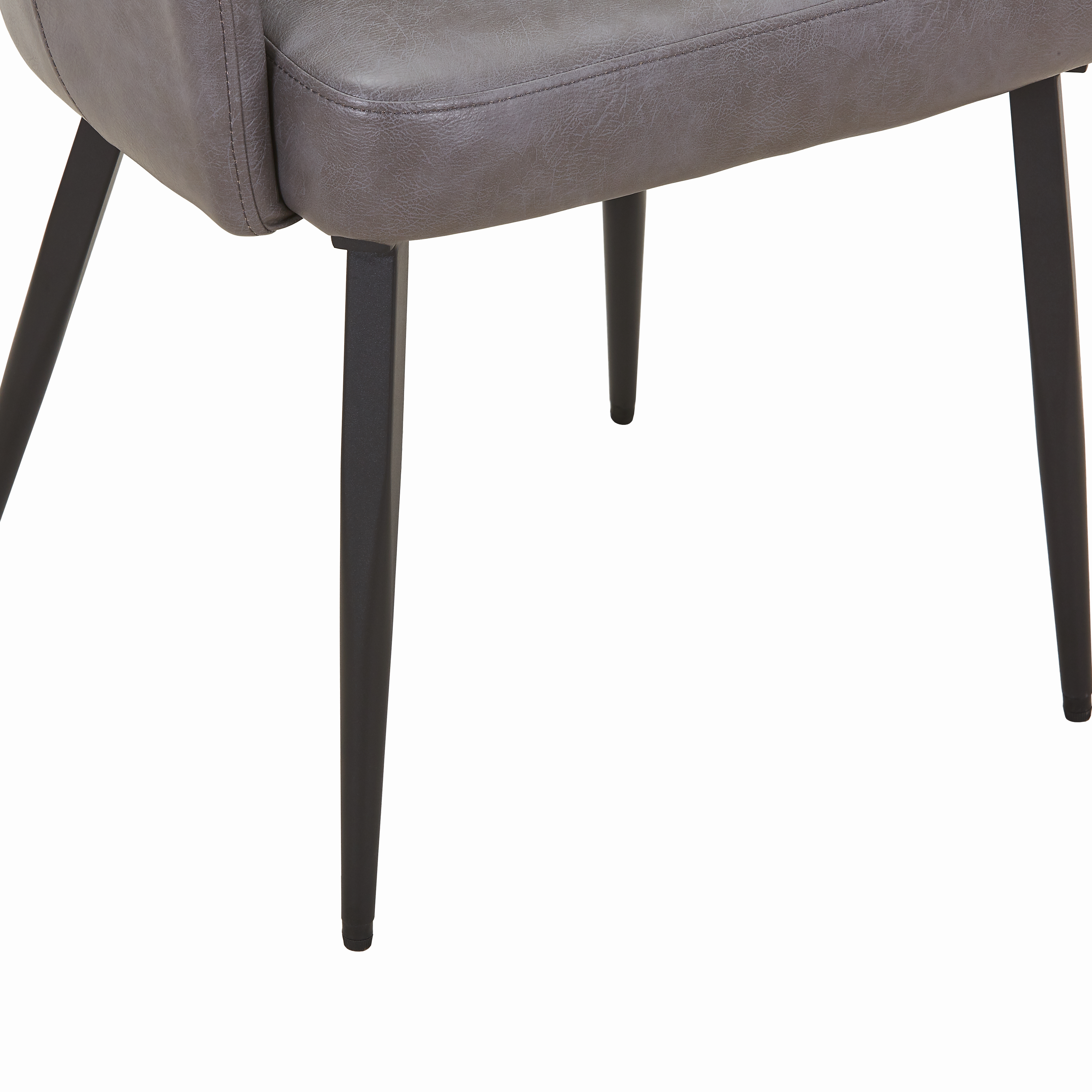 Fest Leather Dining Chairs Curved Open-Back Design with Black Steel Legs