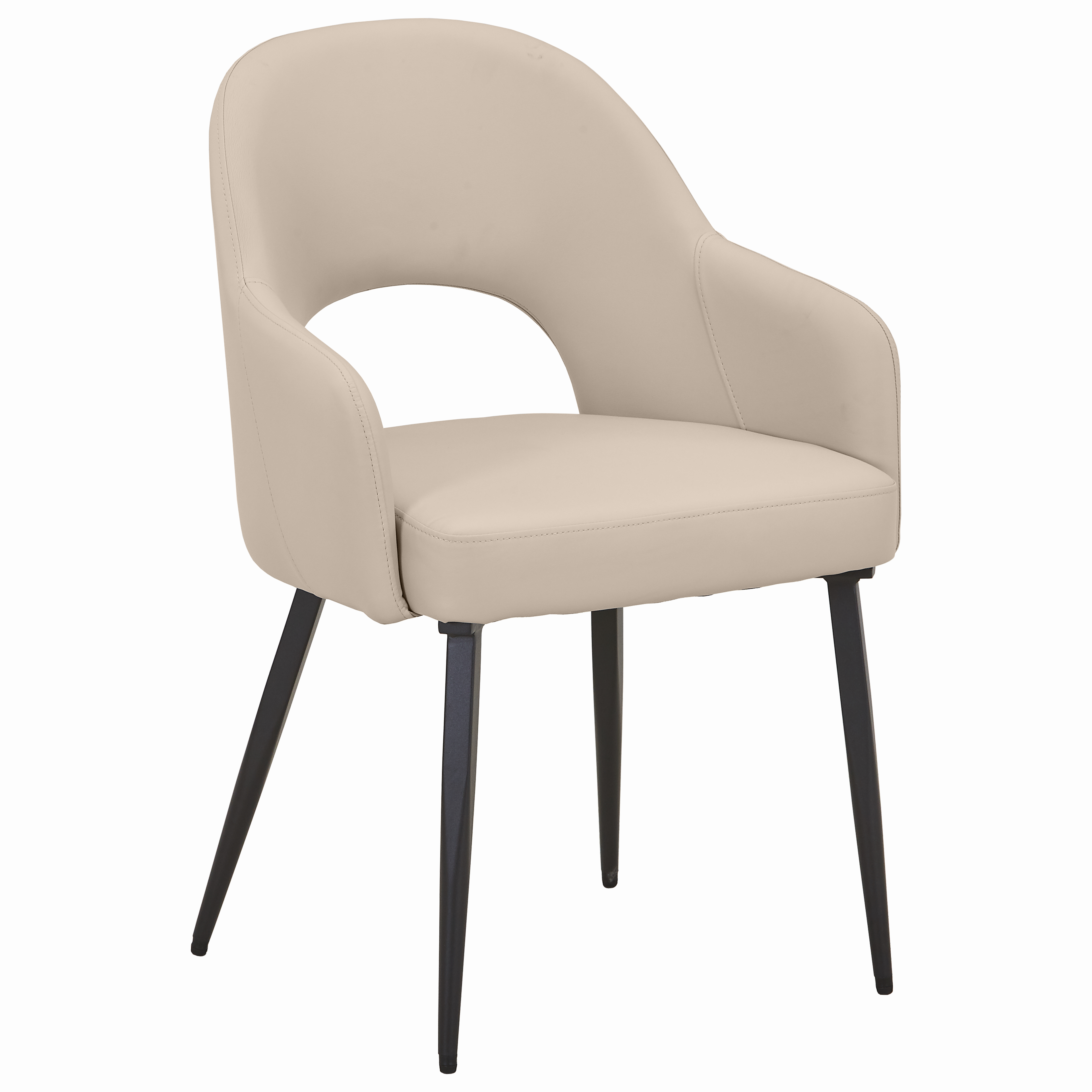 Fest Leather Dining Chairs Curved Open-Back Design with Black Steel Legs