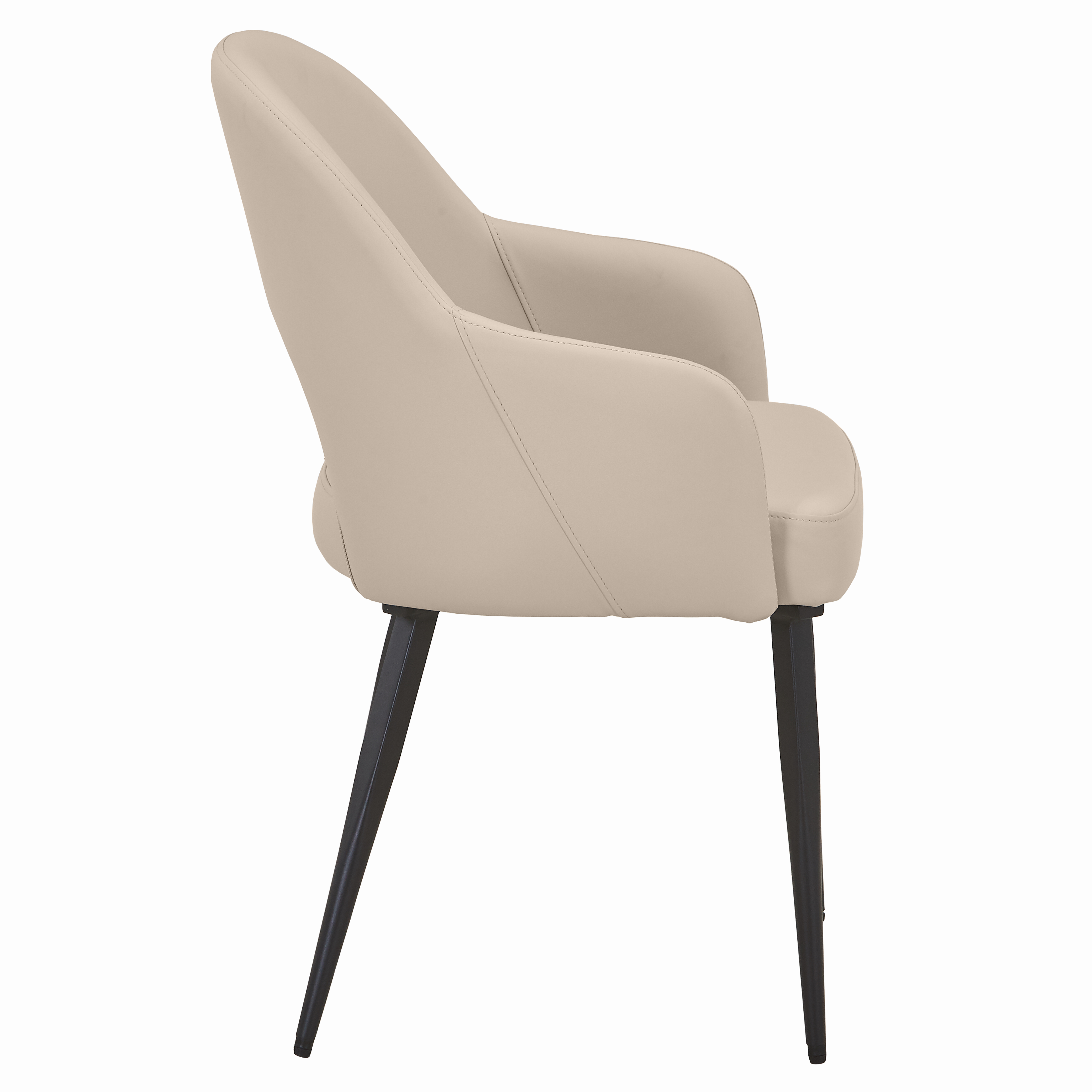 Fest Leather Dining Chairs Curved Open-Back Design with Black Steel Legs