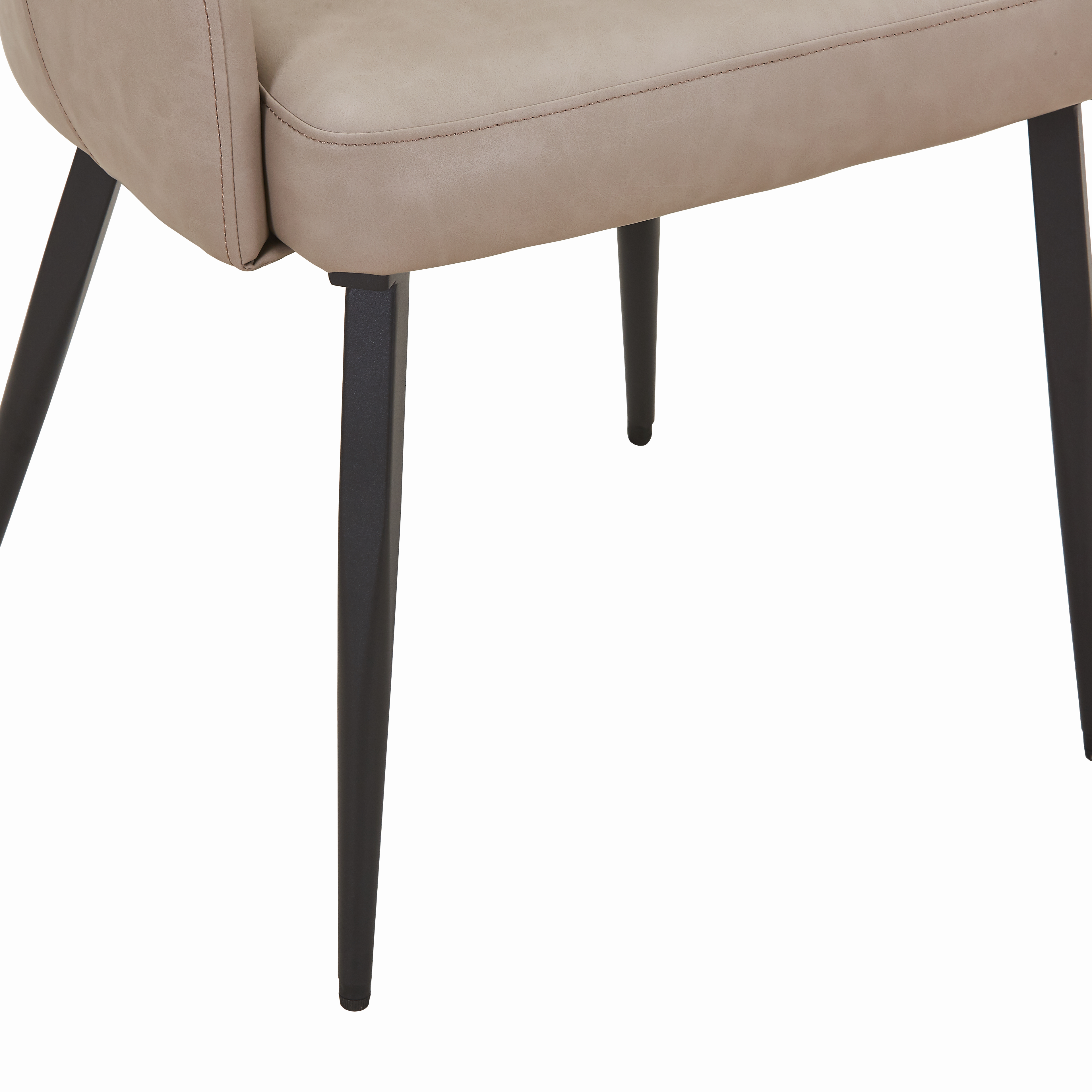 Fest Leather Dining Chairs Curved Open-Back Design with Black Steel Legs
