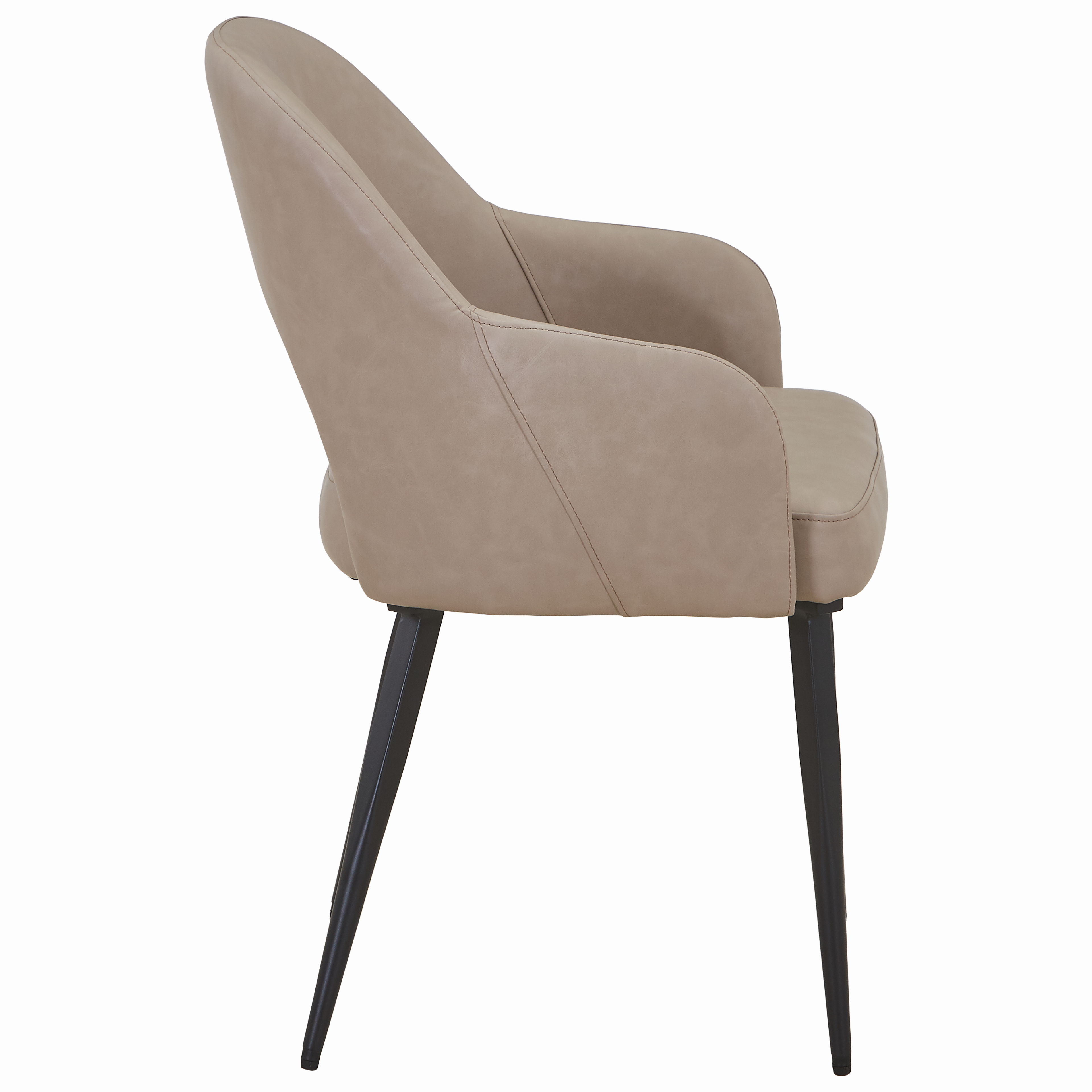 Fest Leather Dining Chairs Curved Open-Back Design with Black Steel Legs