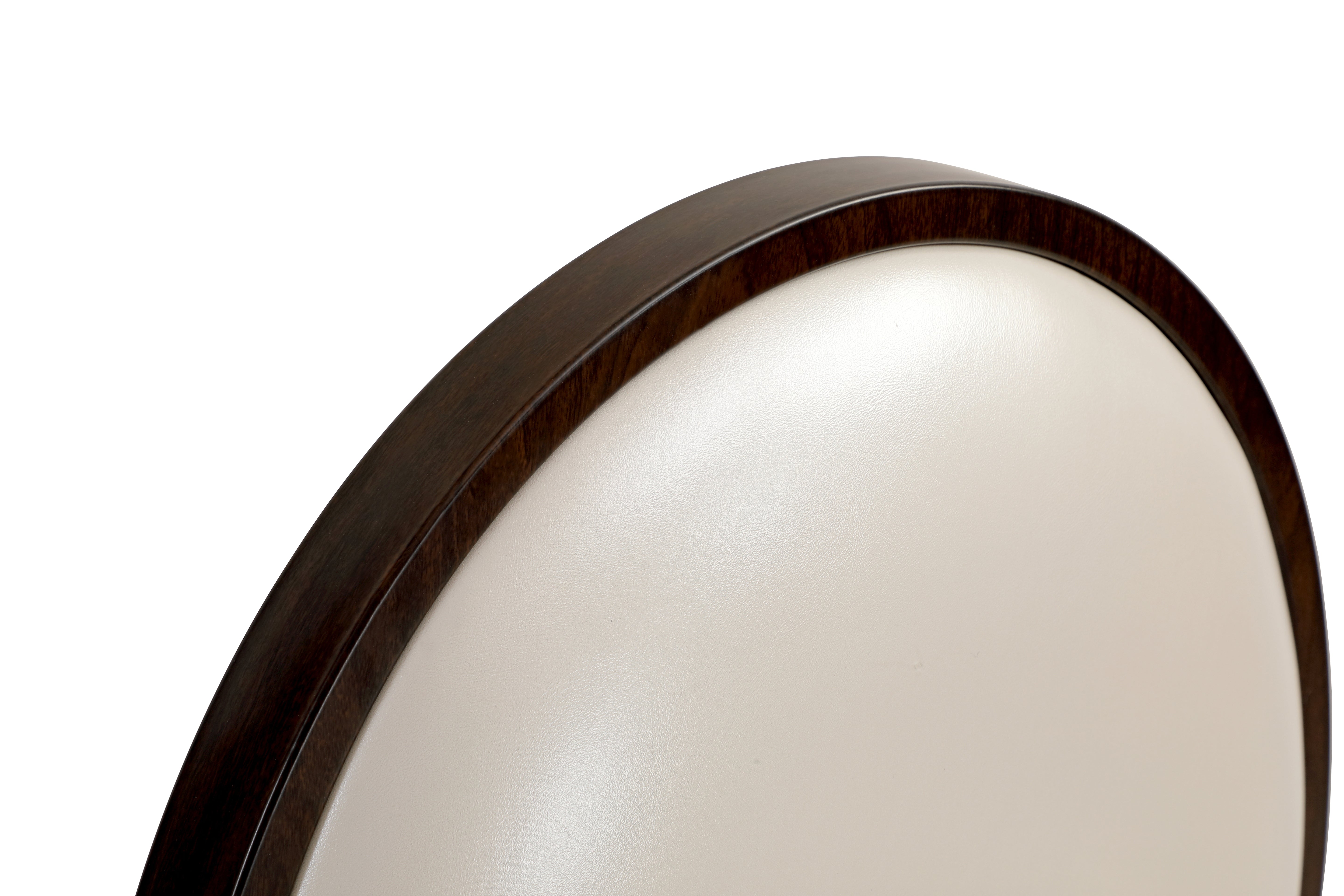 Flaco Leather Dining Chair with Aluminum Frame in Walnut Finish