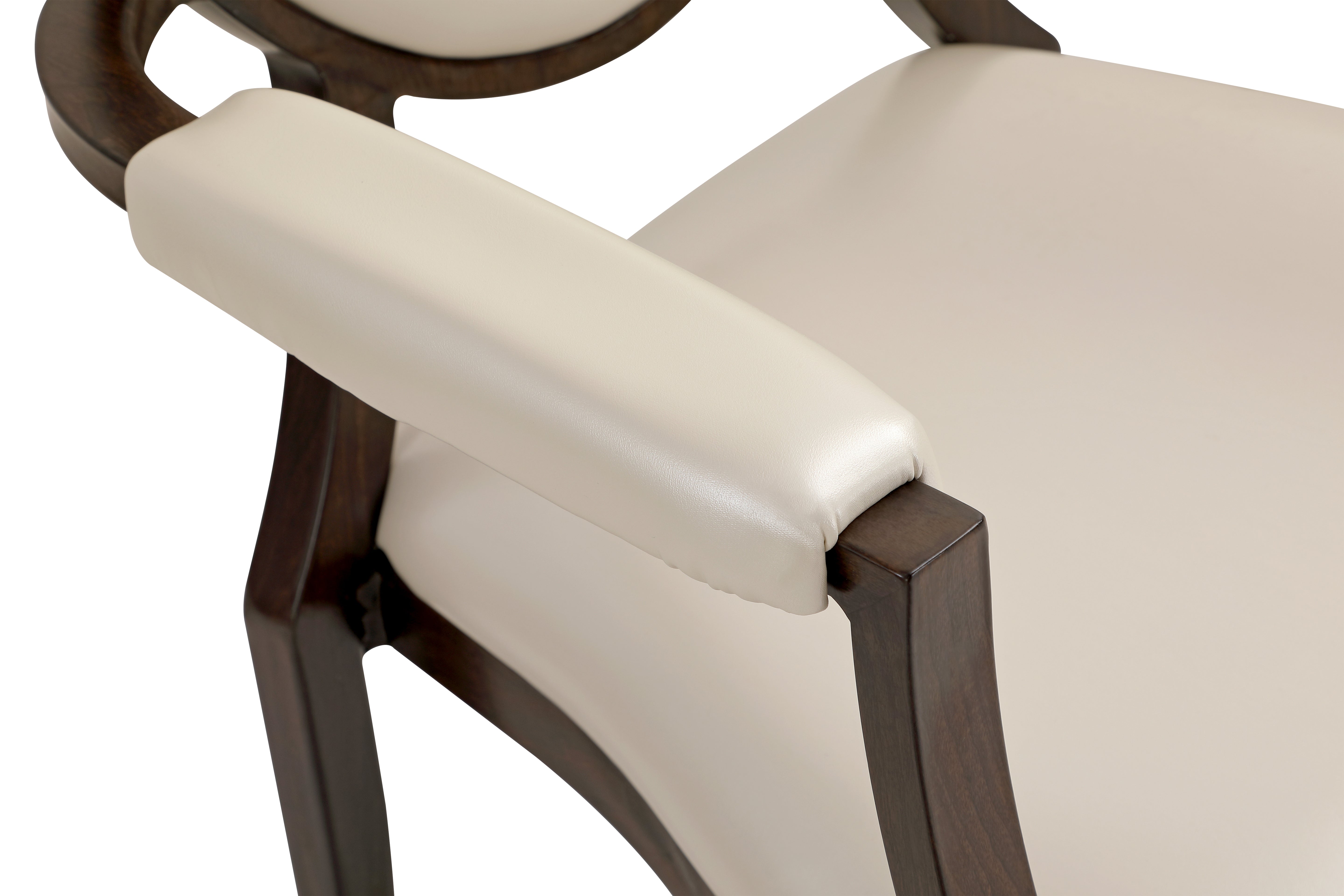 Flaco Leather Dining Chair with Aluminum Frame in Walnut Finish