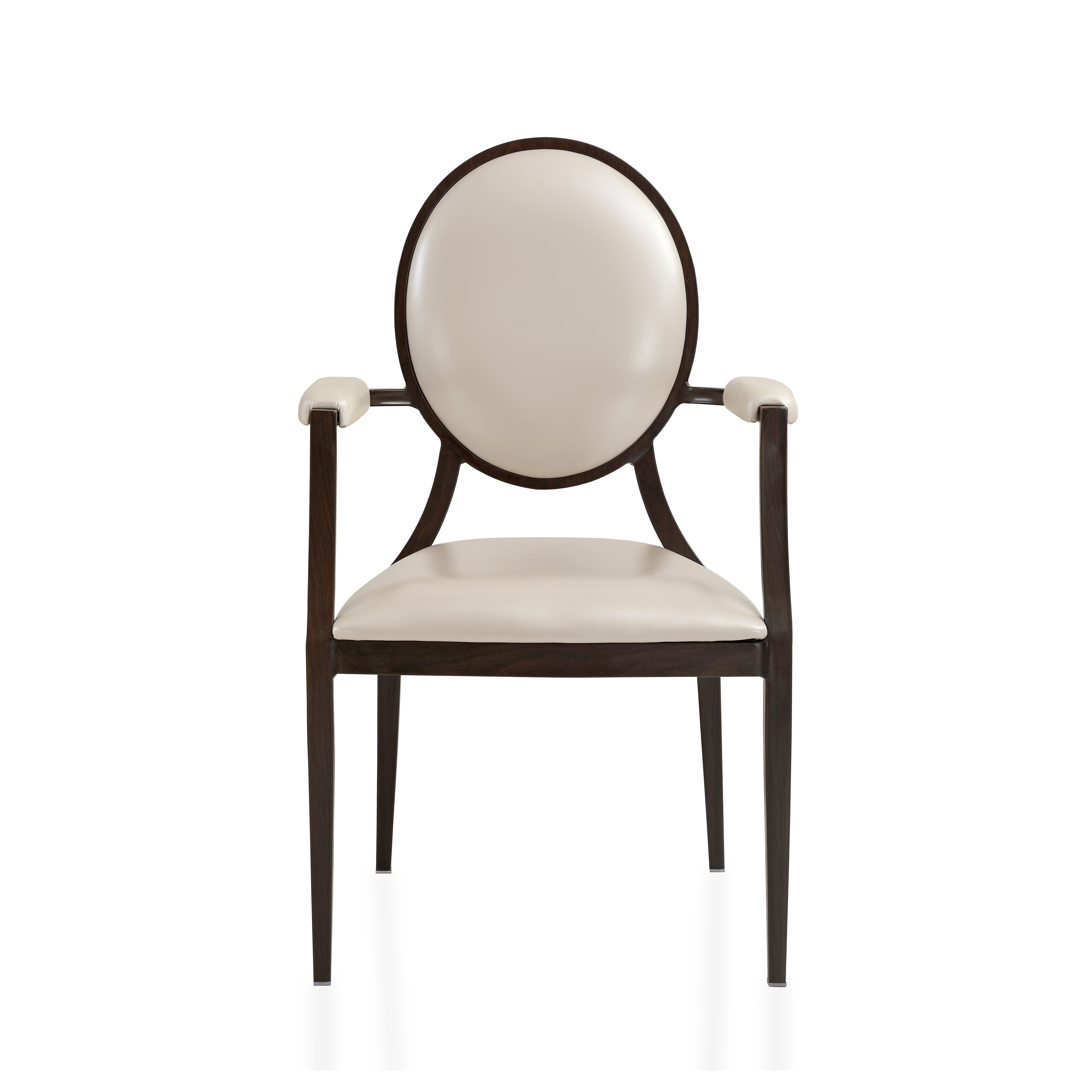 Flaco Leather Dining Chair with Aluminum Frame in Walnut Finish