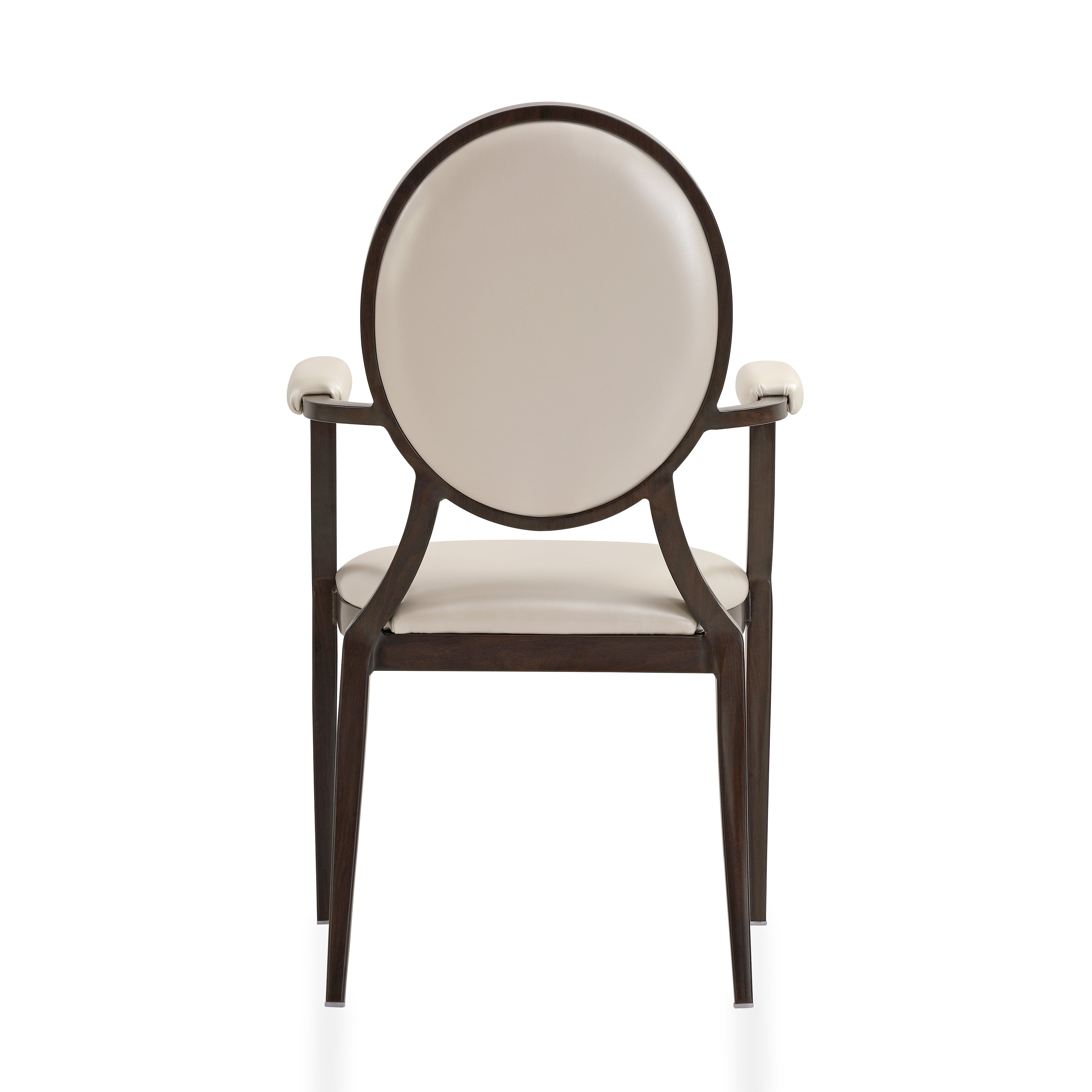 Flaco Leather Dining Chair with Aluminum Frame in Walnut Finish