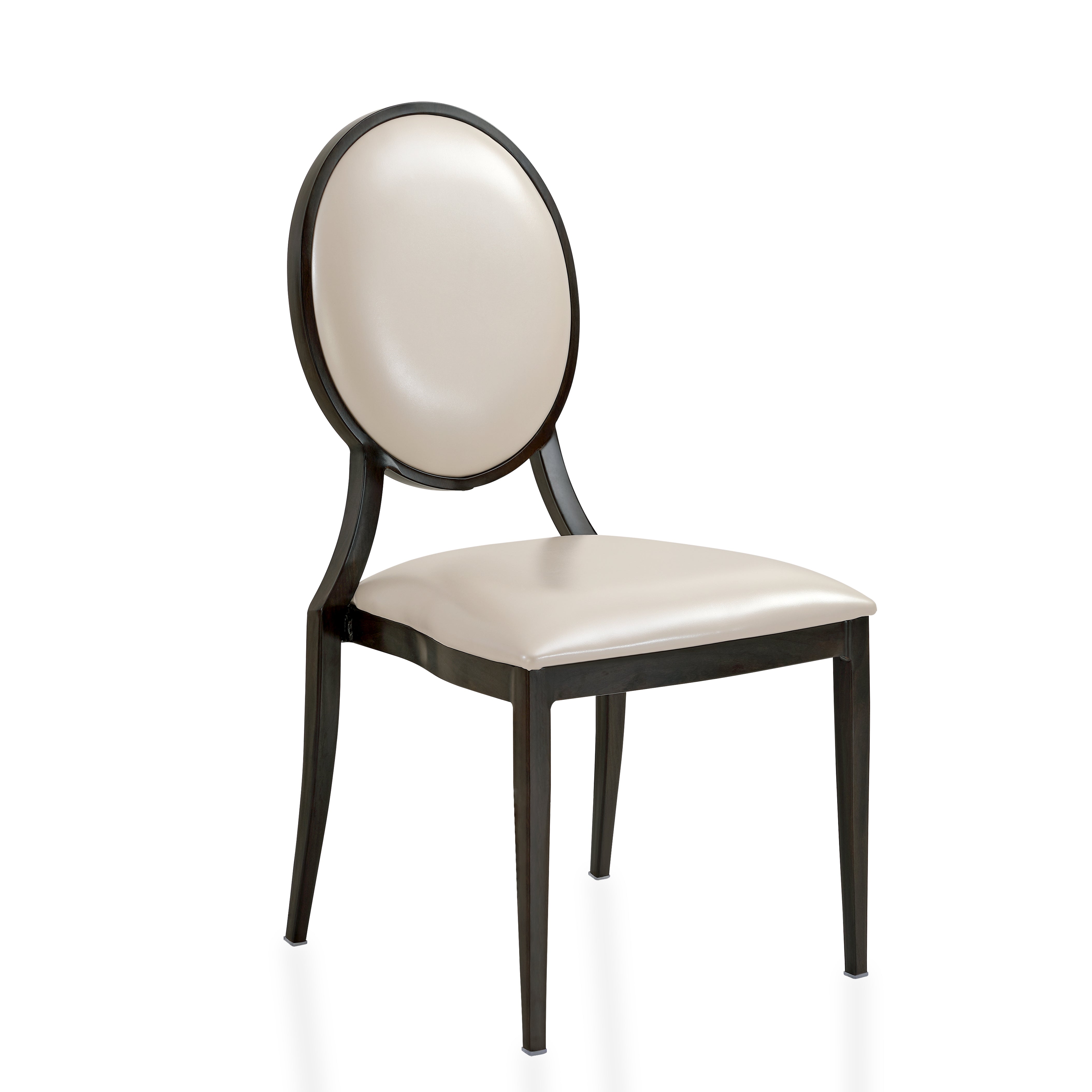 Flaco Leather Dining Chair with Aluminum Frame in Walnut Finish