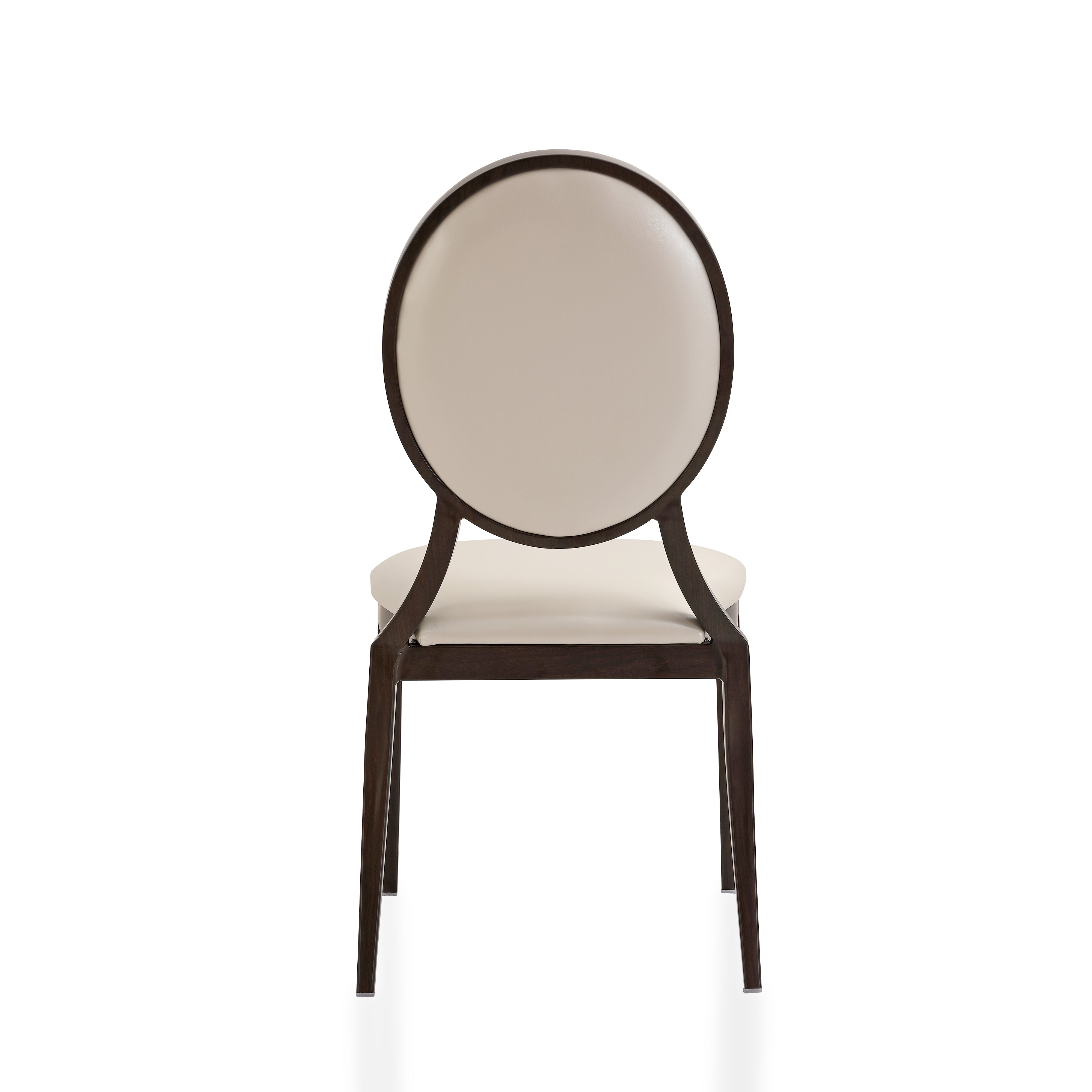 Flaco Leather Dining Chair with Aluminum Frame in Walnut Finish