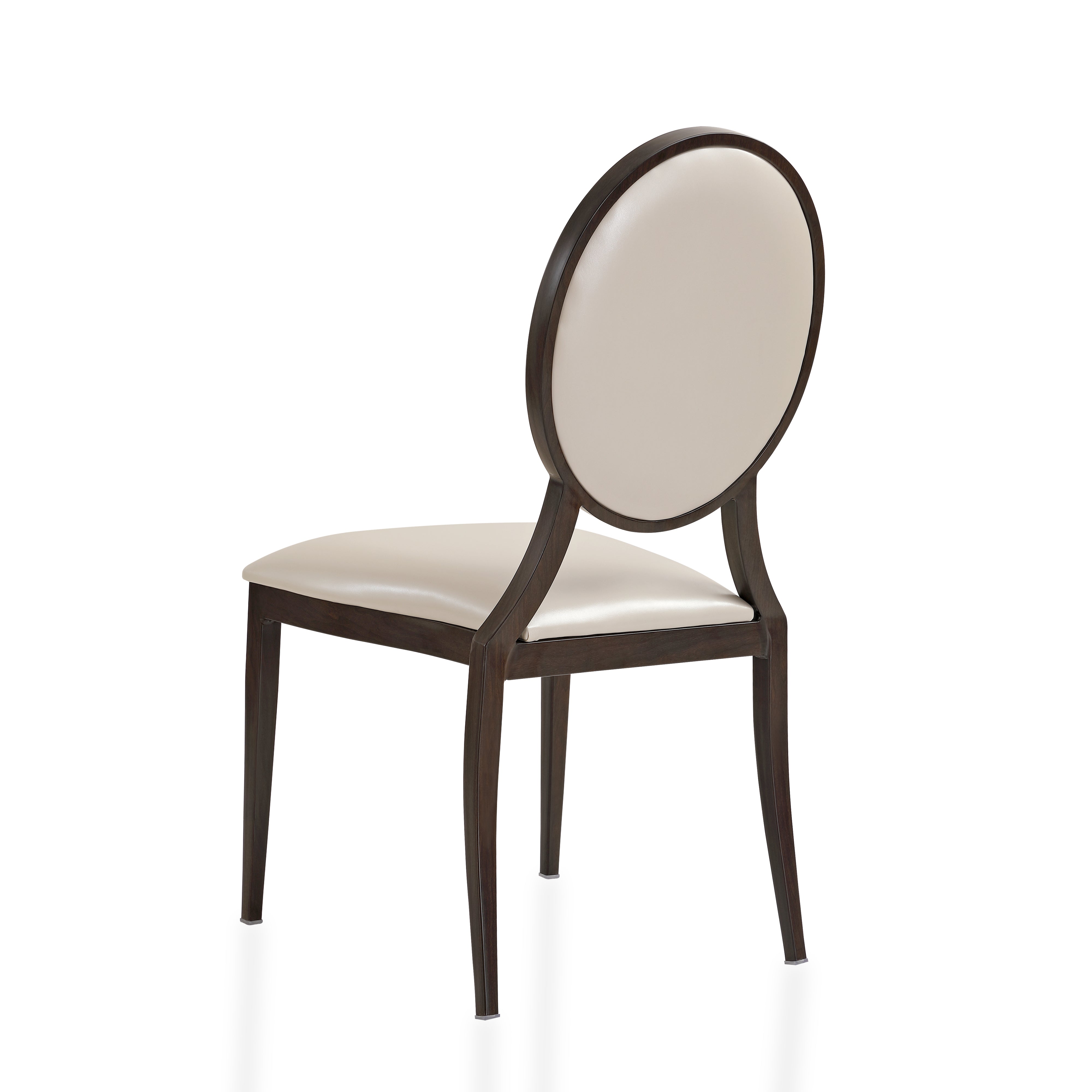 Flaco Leather Dining Chair with Aluminum Frame in Walnut Finish