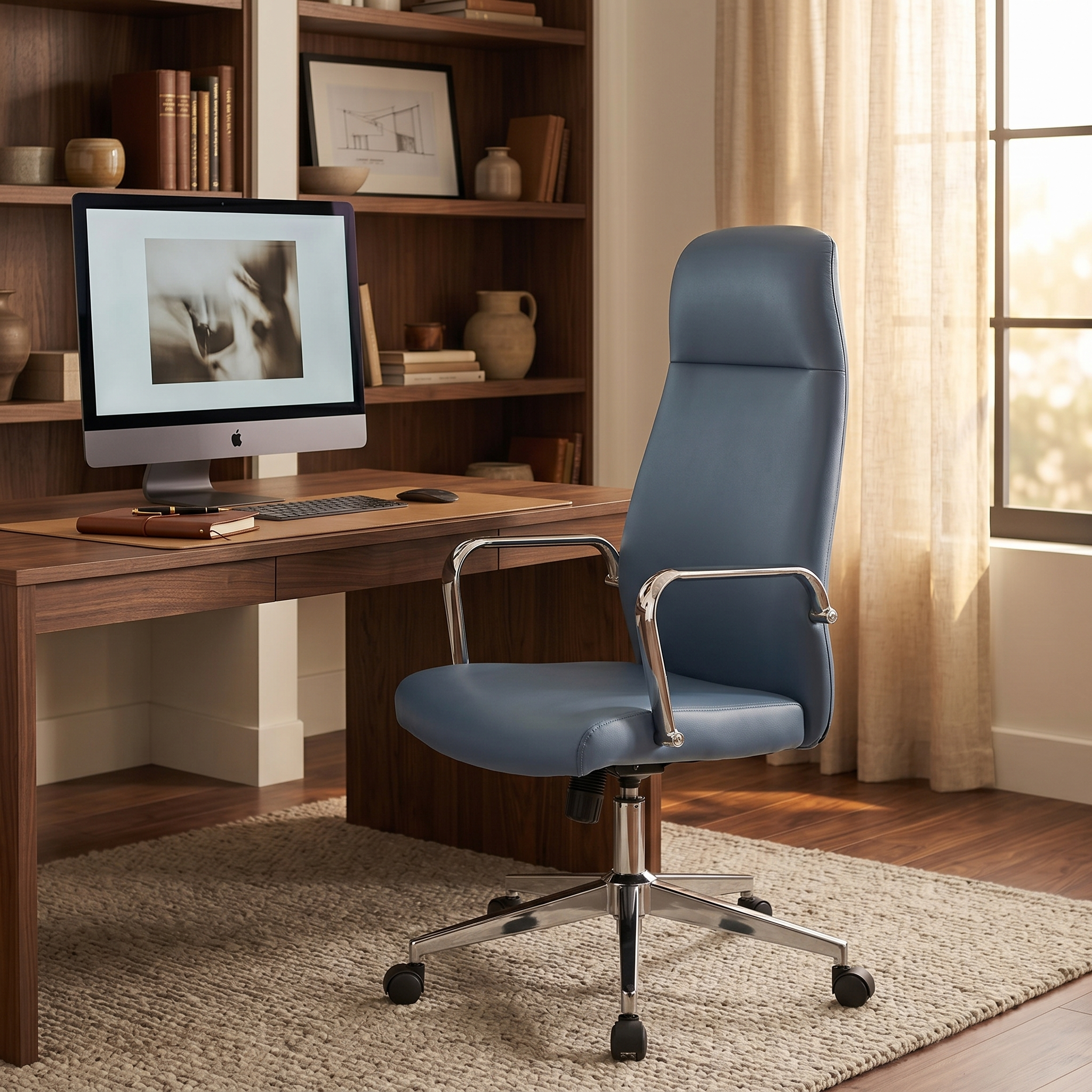 Flux Leather Office Chair Adjustable Height and Tilt with an Iron Frame