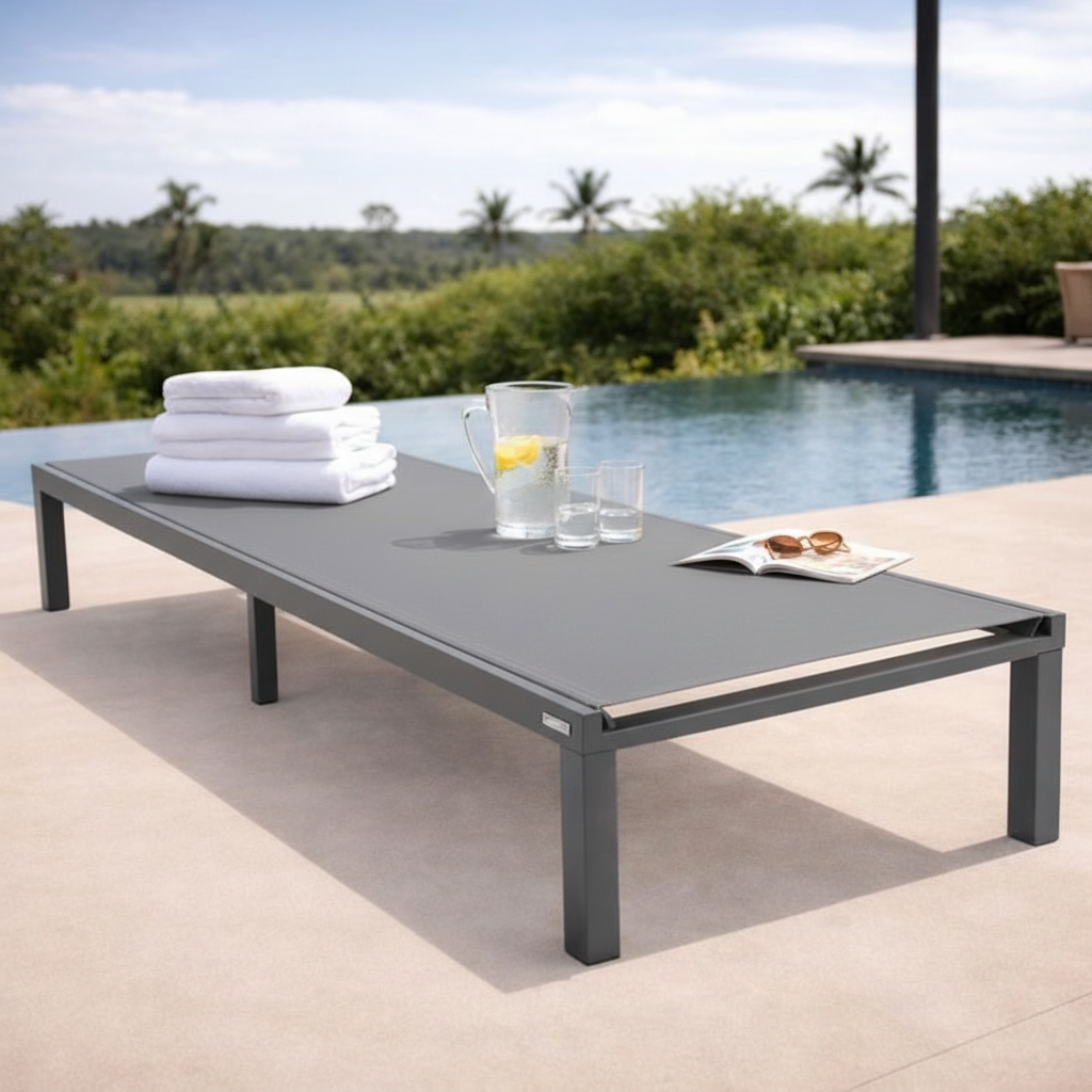 Marlin Aluminum Outdoor Chaise Lounge Chair with Sling Fabric Seat