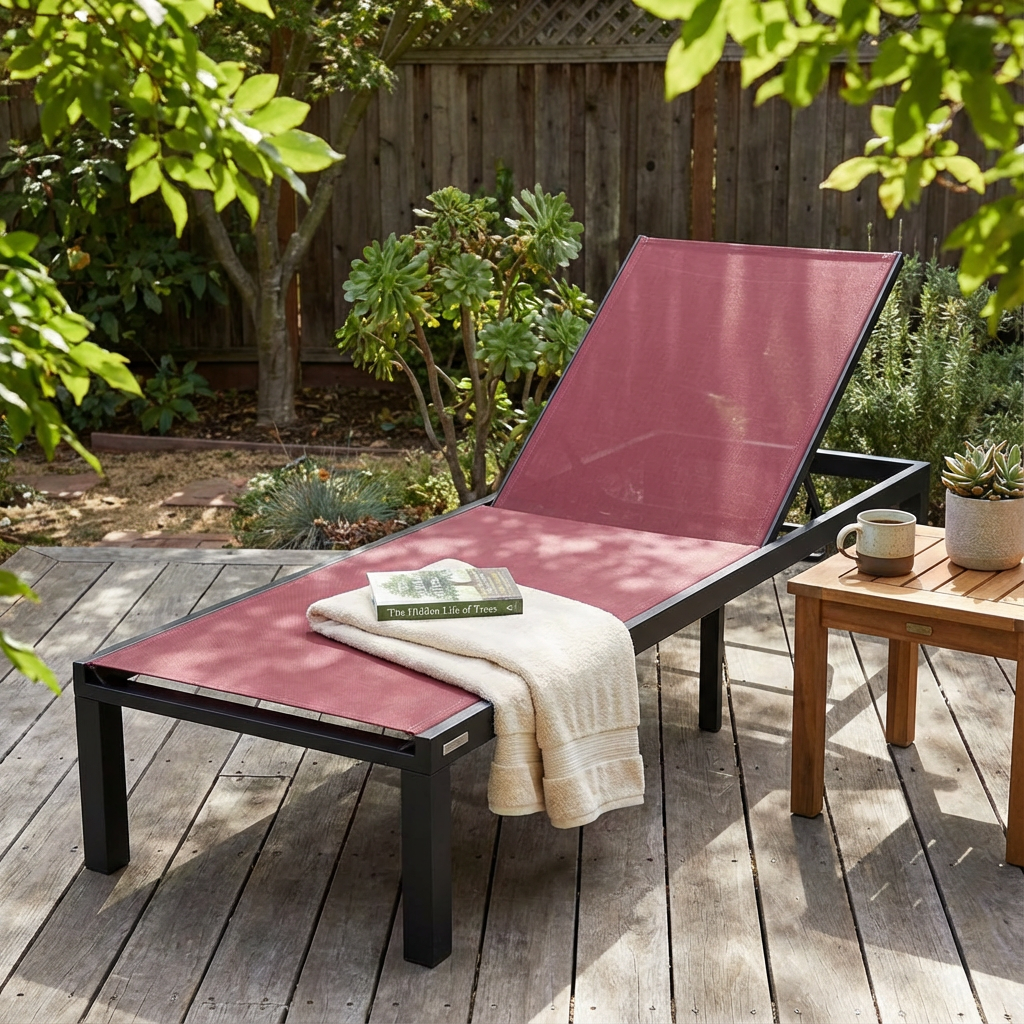 Marlin Aluminum Outdoor Chaise Lounge Chair with Sling Fabric Seat