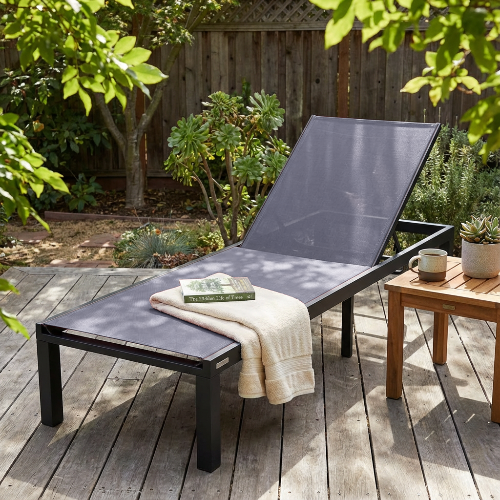 Marlin Aluminum Outdoor Chaise Lounge Chair with Sling Fabric Seat