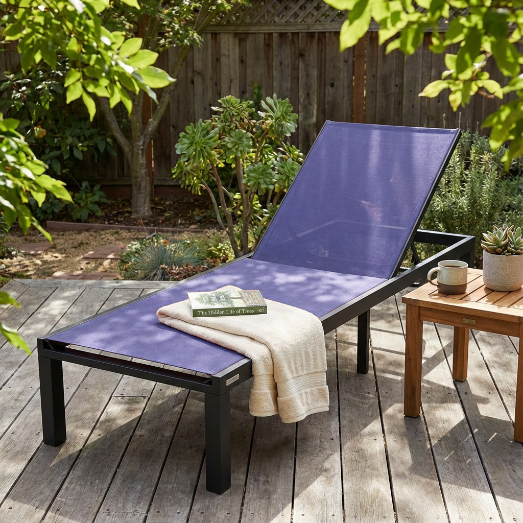 Marlin Aluminum Outdoor Chaise Lounge Chair with Sling Fabric Seat