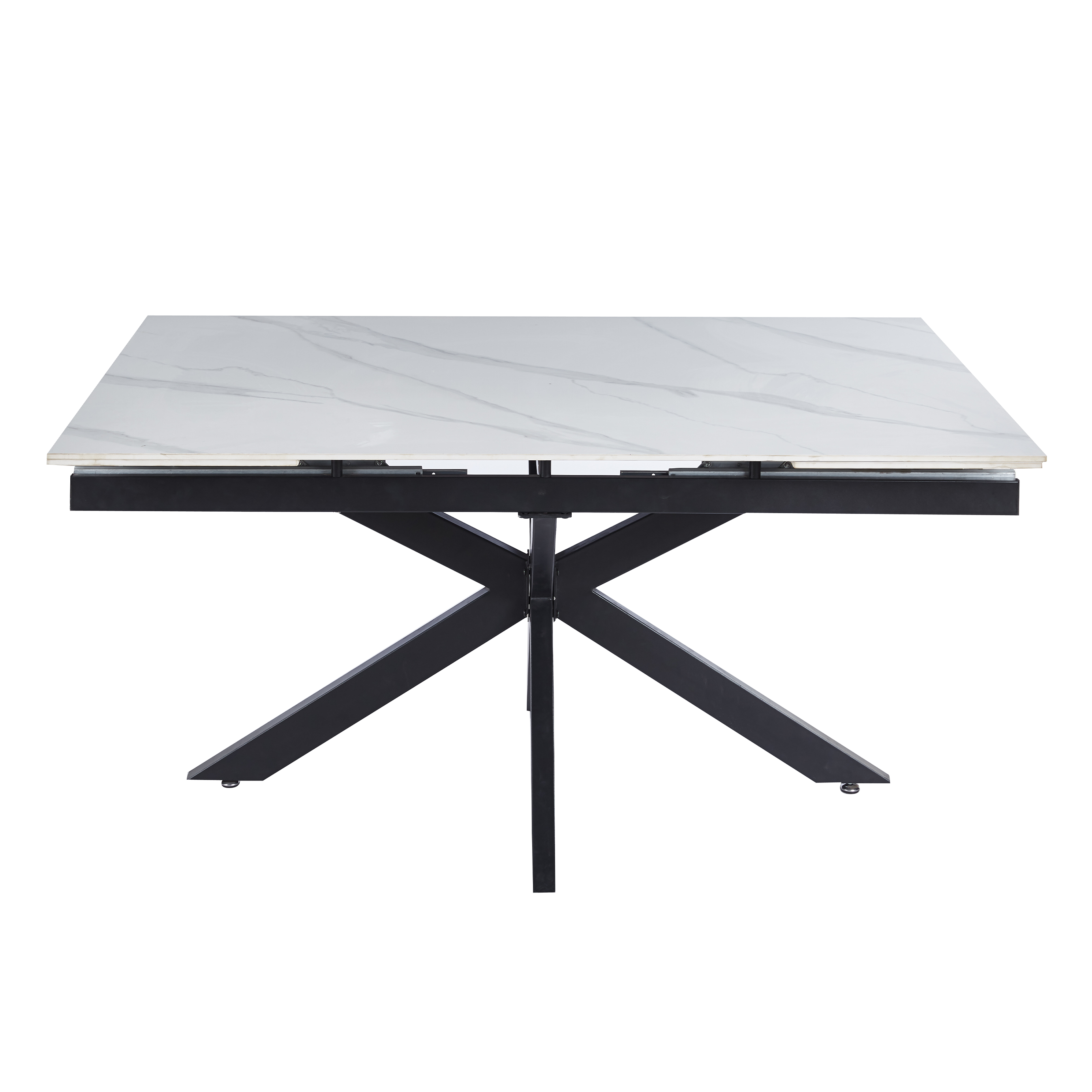Luvic Extendable Dining Table 62"-95" Wide Sintered Stone Tabletop with Steel Legs