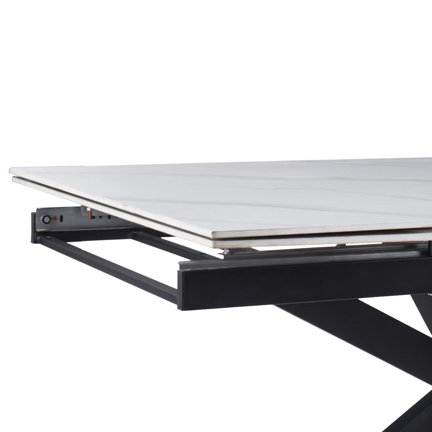 Luvic Extendable Dining Table 62"-95" Wide Sintered Stone Tabletop with Steel Legs