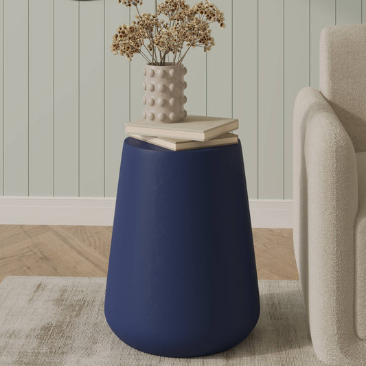 Glint 14" Wide Fiberstone Side Table in Tapered Base Design
