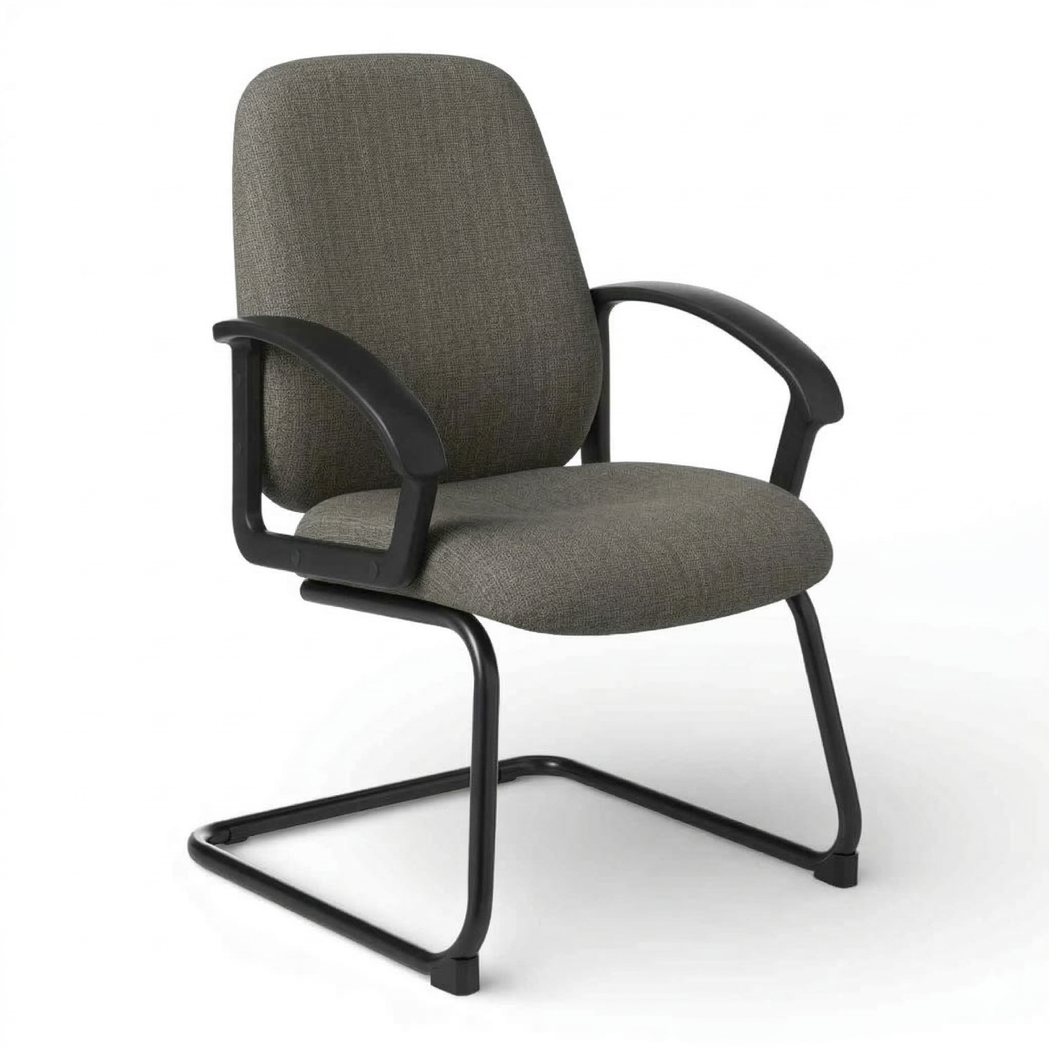 Stackable Guest Chair with Arms, Fabric Grade 3 Upholstery in Black Metal Sled Base