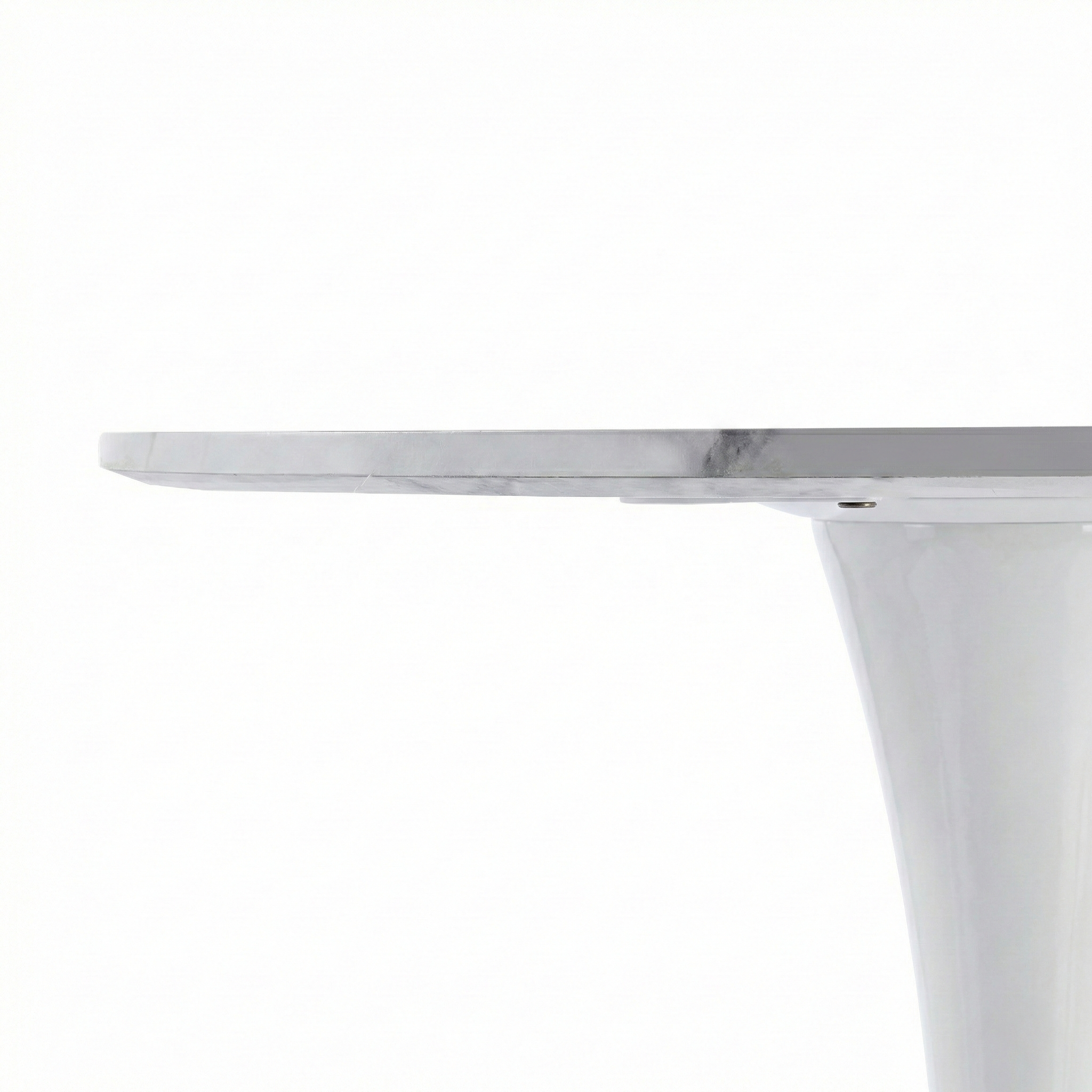 Bristol Round Dining Table with MDF/Sintered Stone/Glass Wood Tabletop in White Steel