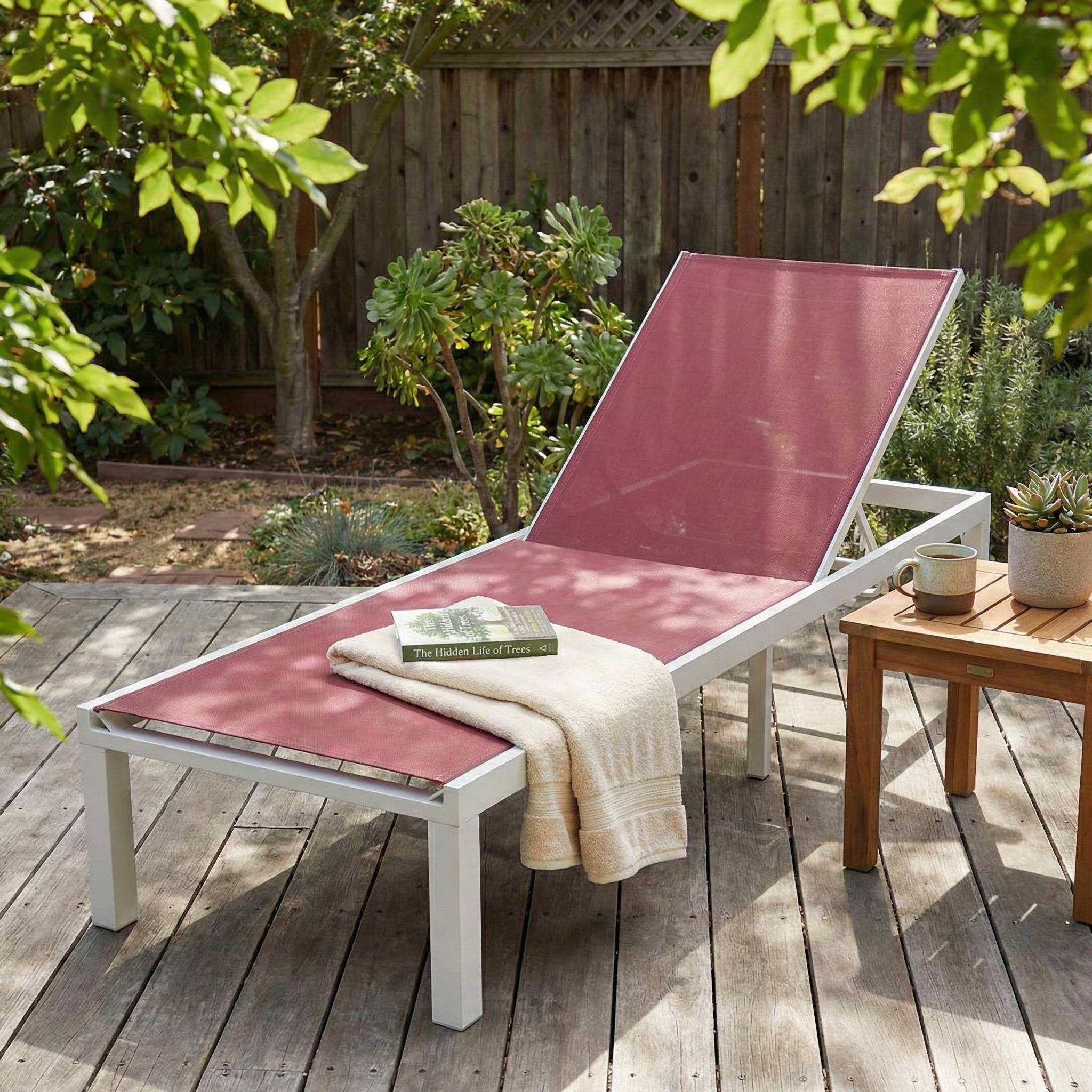 Marlin Aluminum Outdoor Chaise Lounge Chair with Sling Fabric Seat