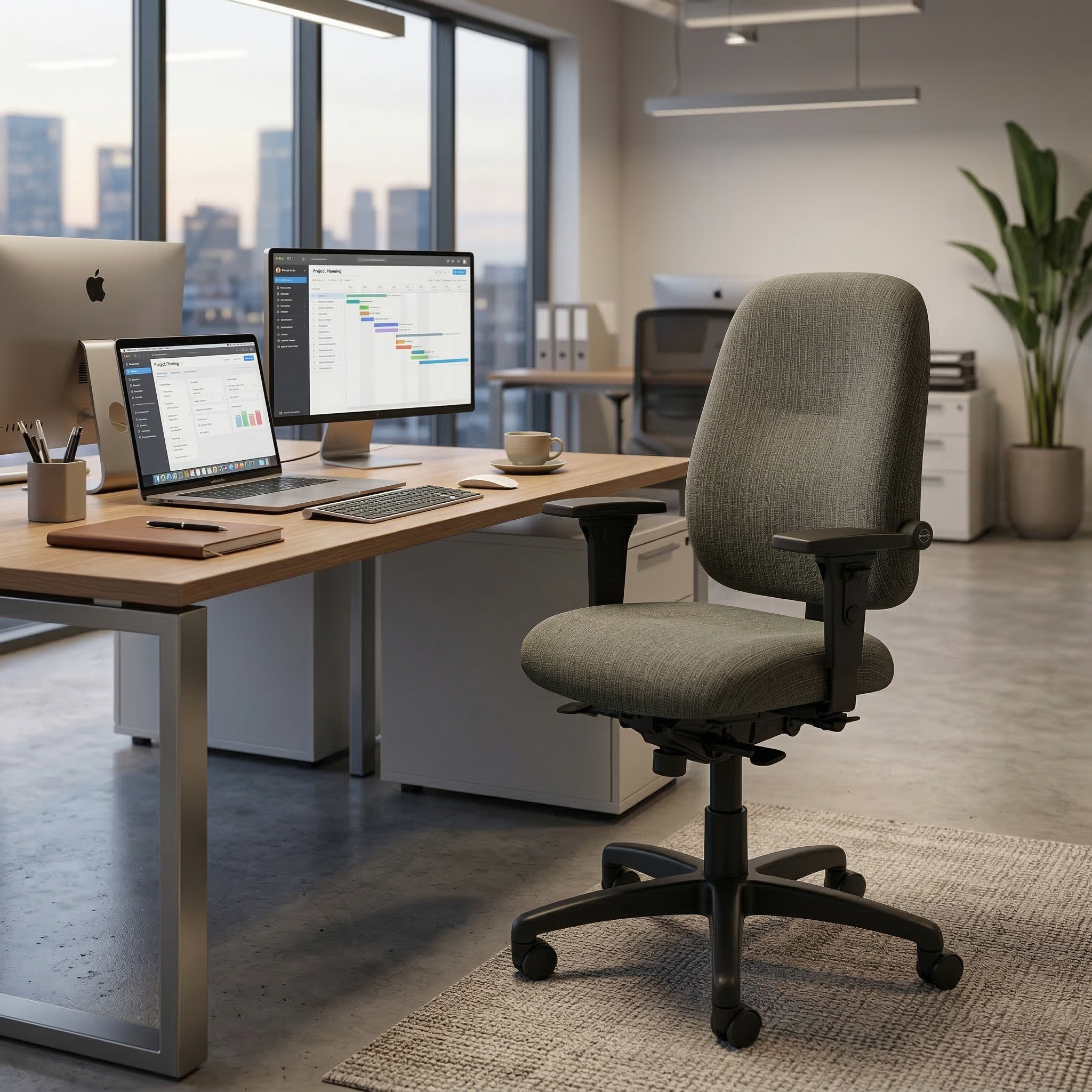 Large Scale Ergonomic Office Task Chair in Grade 3 Fabric Upholstery