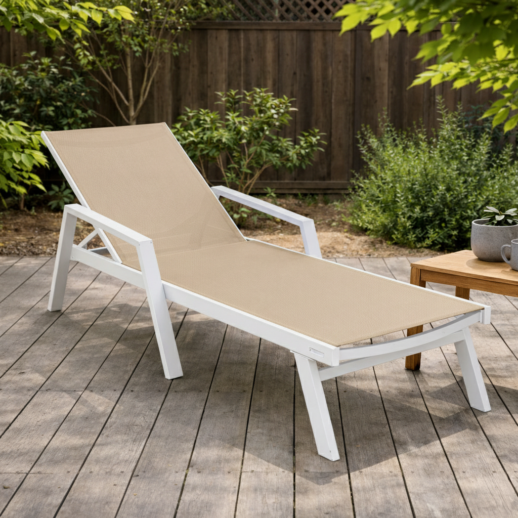 Marlin Aluminum Outdoor Chaise Lounge Chair with Sling Fabric Seat