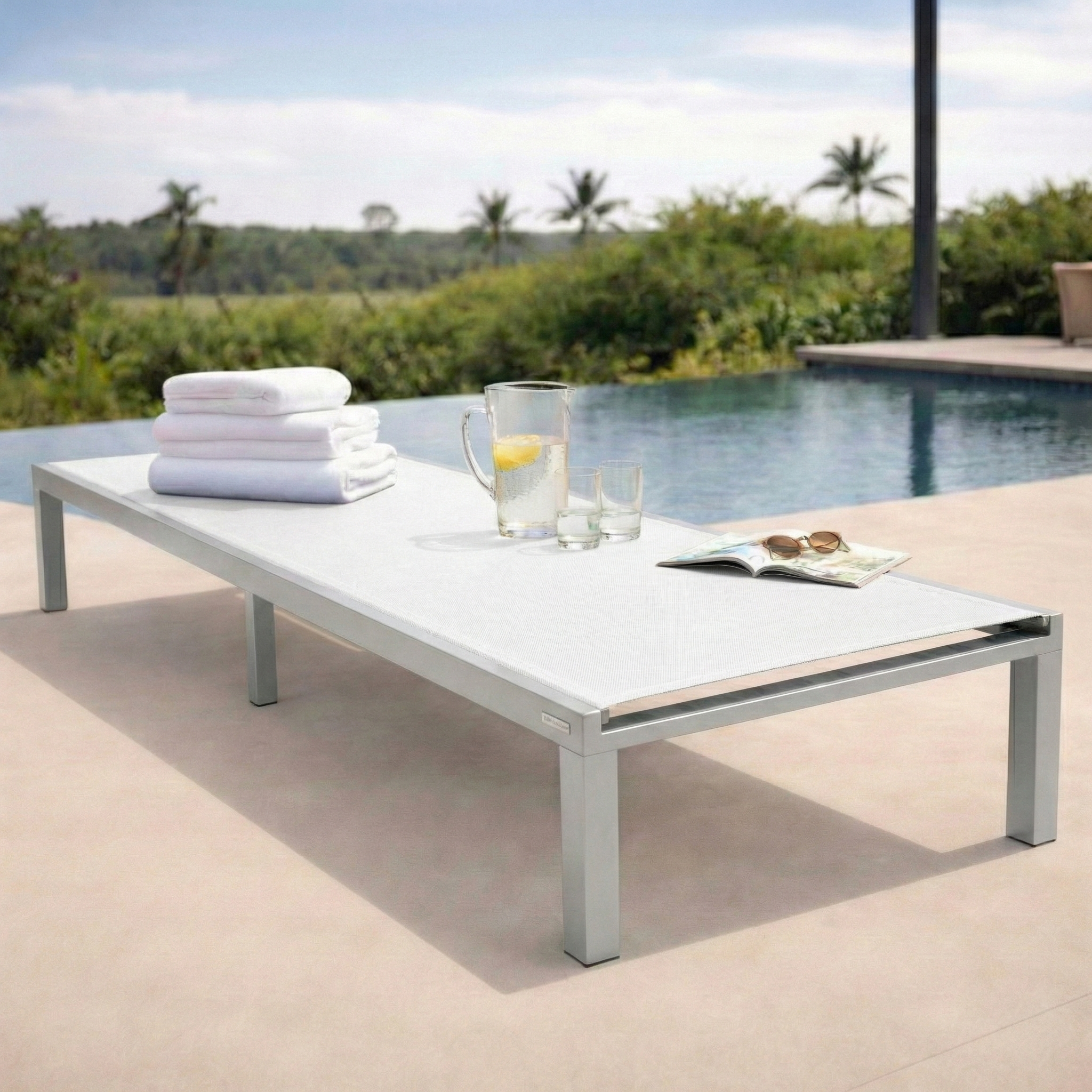 Marlin Aluminum Outdoor Chaise Lounge Chair with Sling Fabric Seat