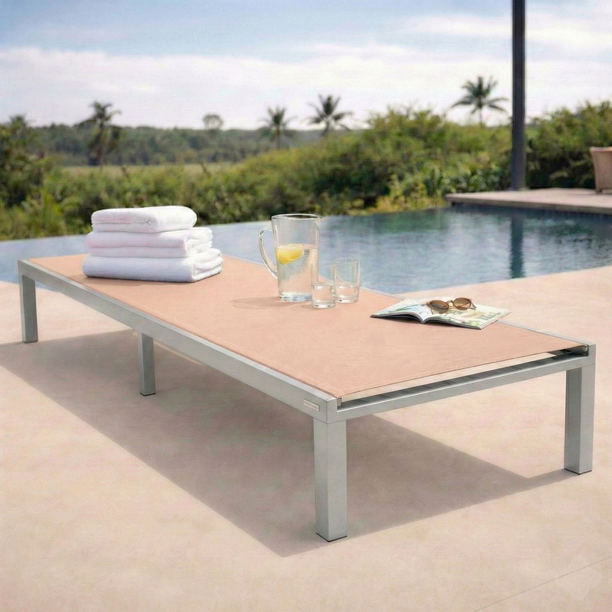 Marlin Aluminum Outdoor Chaise Lounge Chair with Sling Fabric Seat