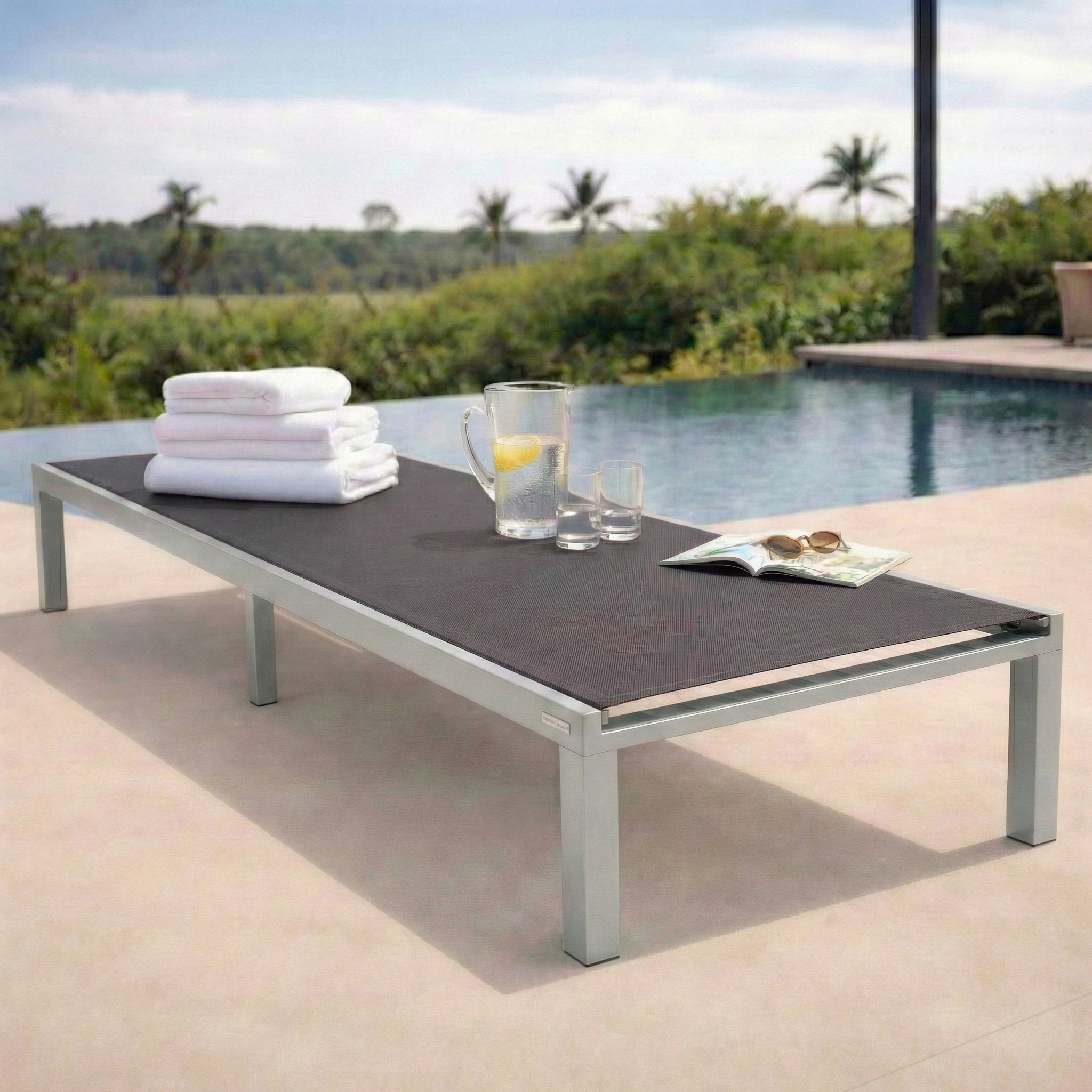 Marlin Aluminum Outdoor Chaise Lounge Chair with Sling Fabric Seat