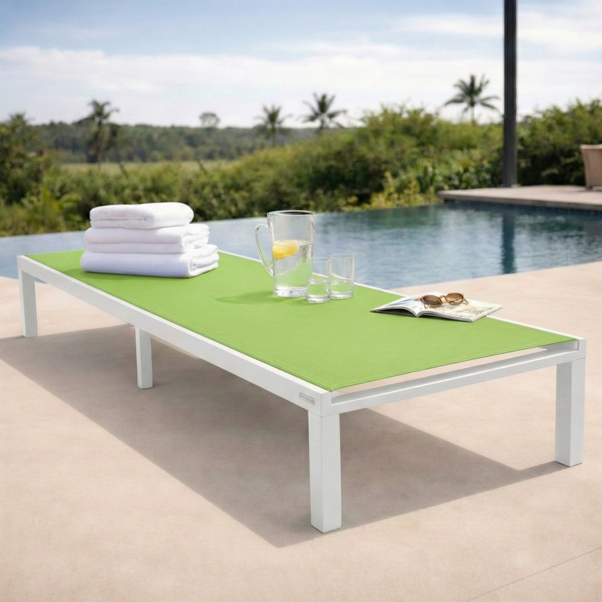 Marlin Aluminum Outdoor Chaise Lounge Chair with Sling Fabric Seat