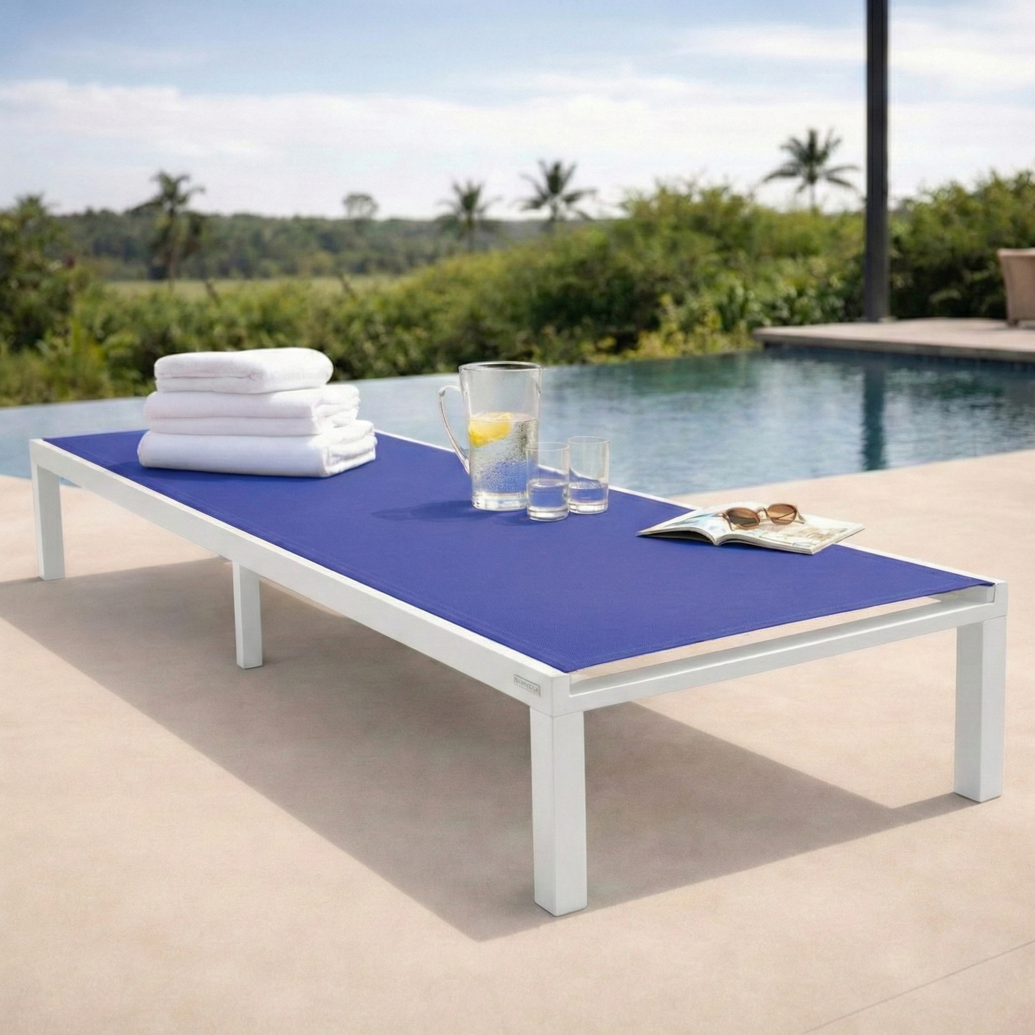 Marlin Aluminum Outdoor Chaise Lounge Chair with Sling Fabric Seat