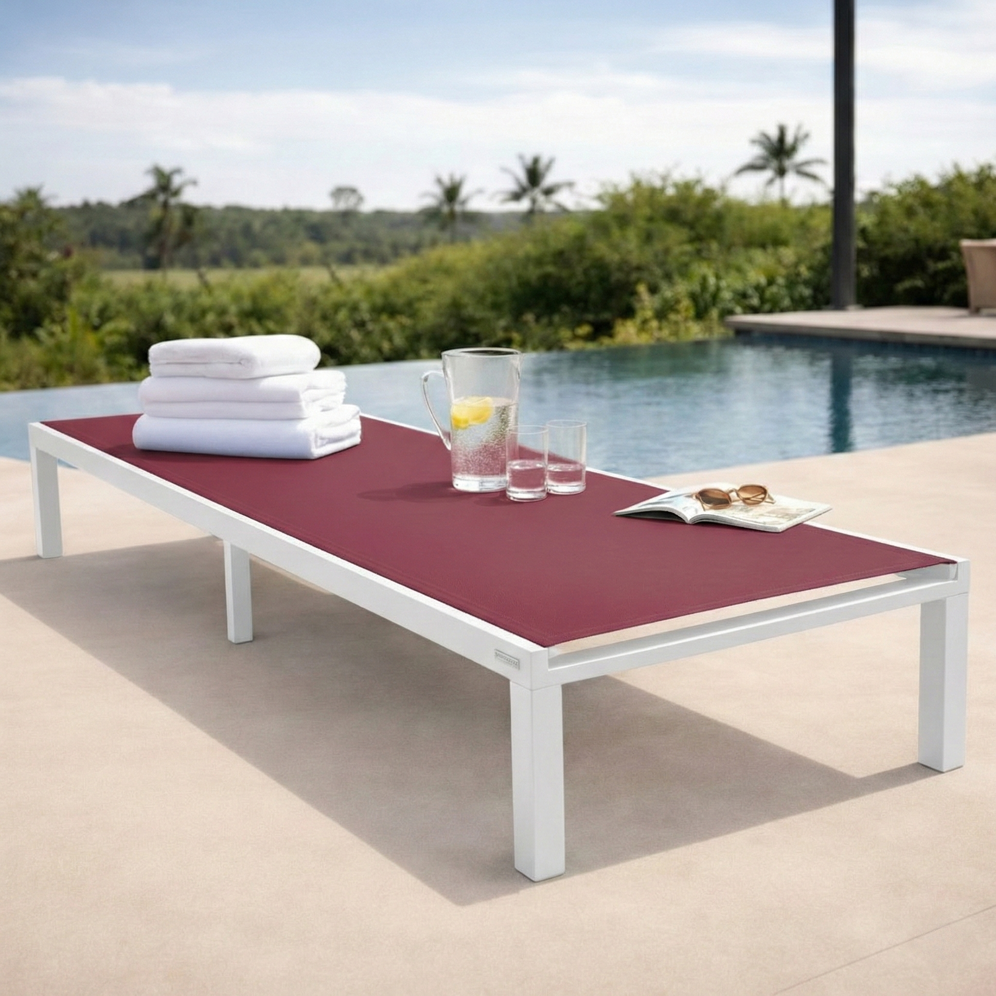 Marlin Aluminum Outdoor Chaise Lounge Chair with Sling Fabric Seat