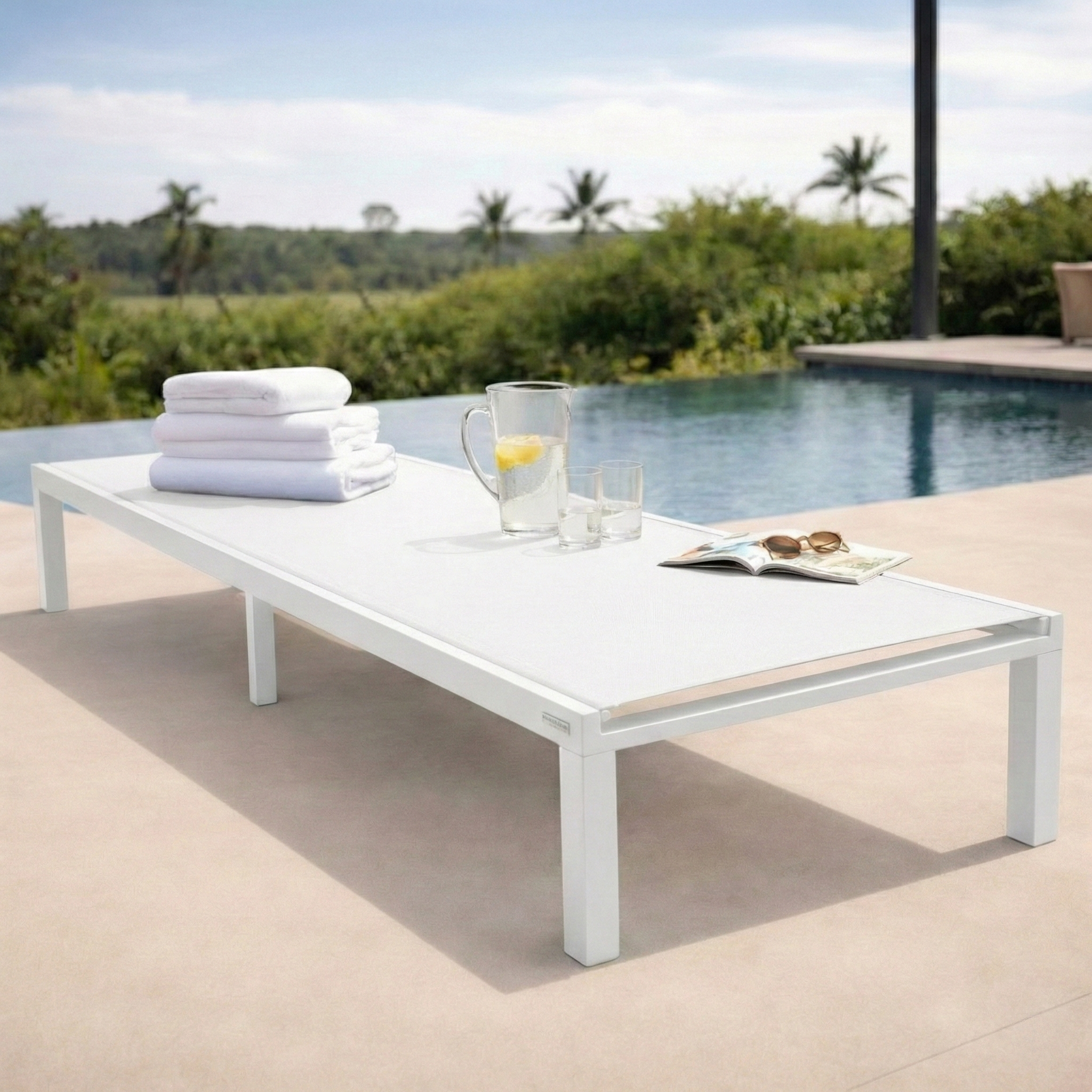 Marlin Aluminum Outdoor Chaise Lounge Chair with Sling Fabric Seat